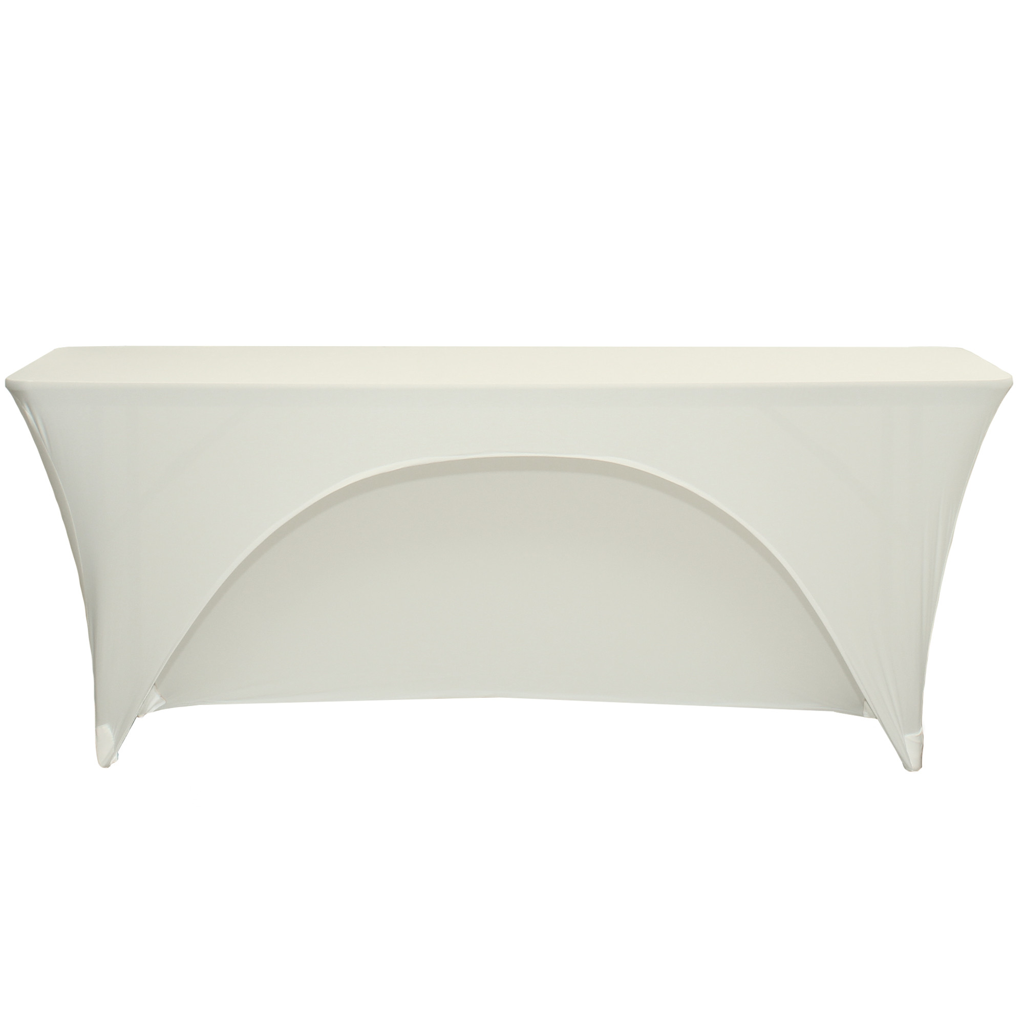 Stretch Spandex 6 ft x 18 Inches Open Back Rectangular Table Cover Ivory