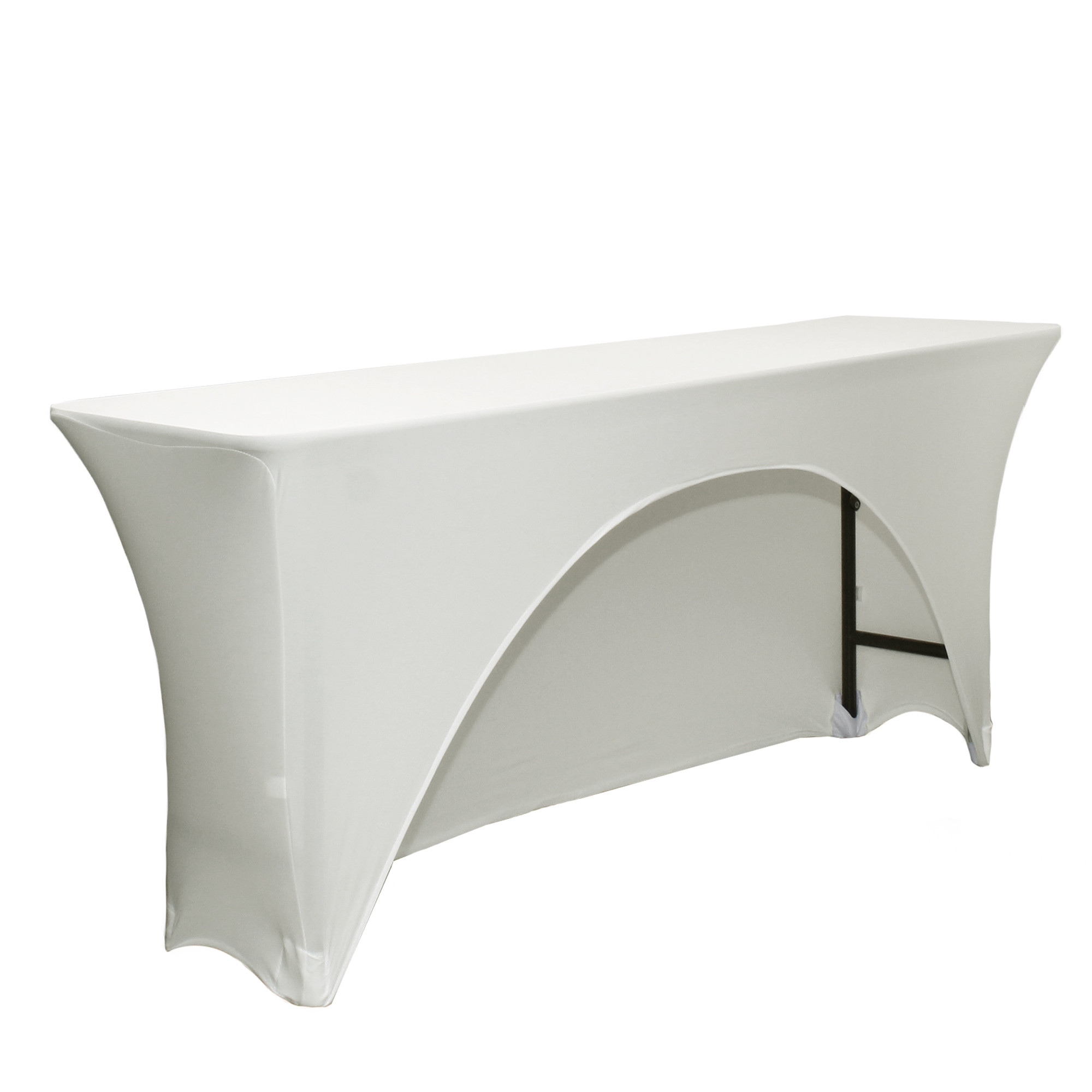 Spandex 6 Ft x 18 Inches Open Back Rectangular Table Cover Ivory side