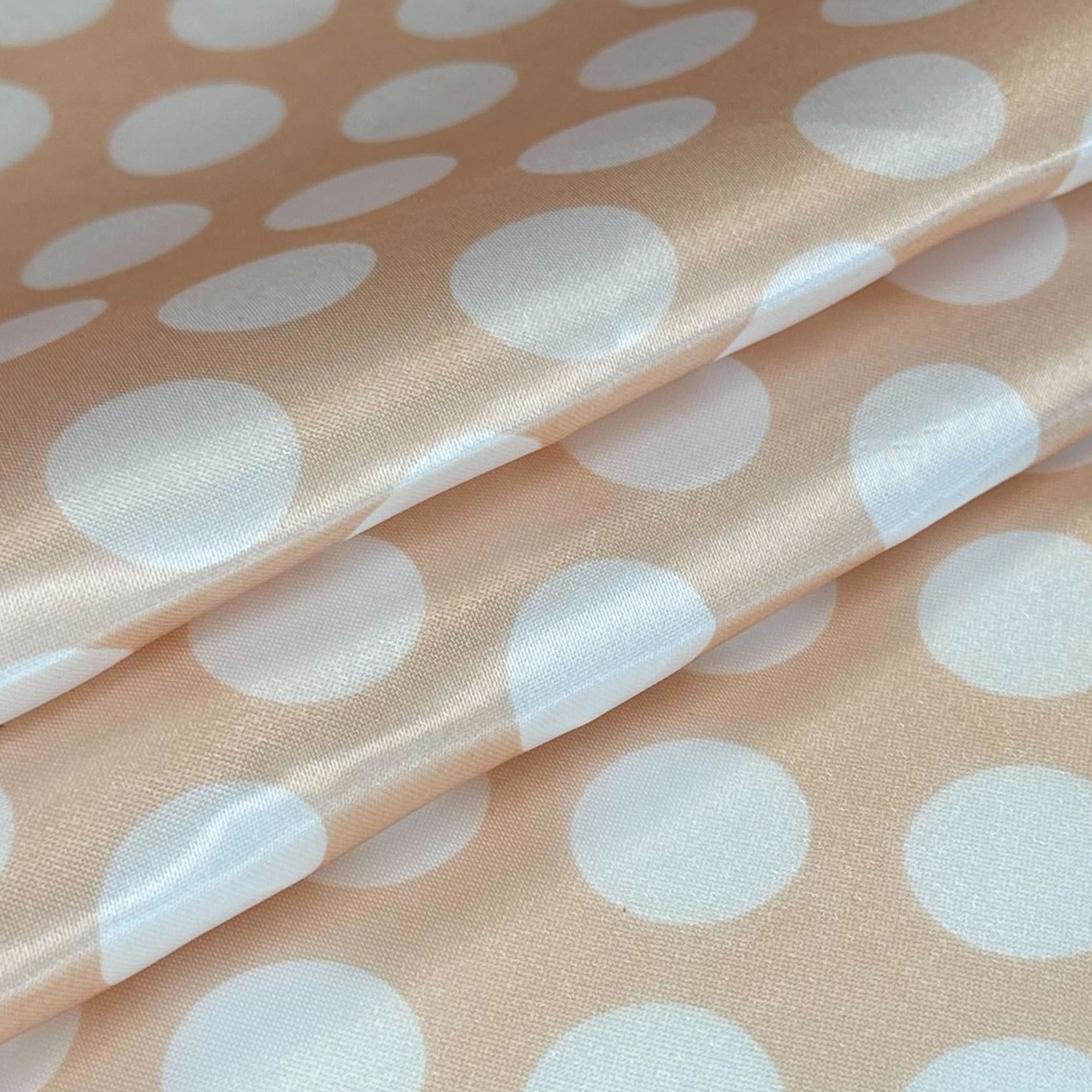 20 Inch Satin Cloth Napkins Peach/White Polka Dots Swatch