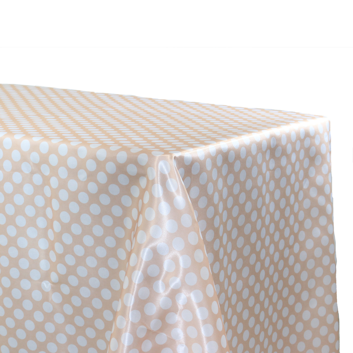 Satin Tablecloth Peach/White Polka Dots