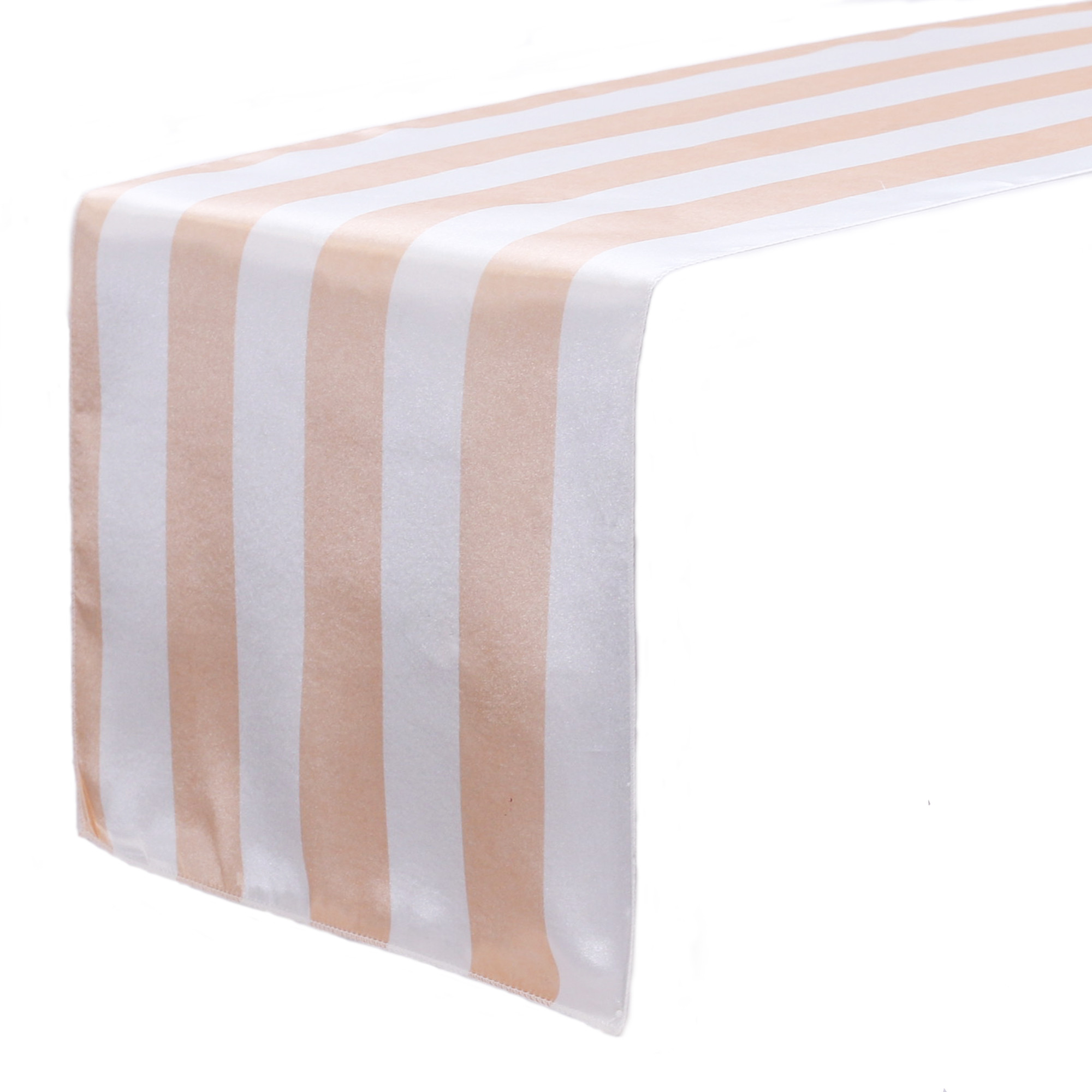 14 x 108 inch Satin Table Runner Peach/White Striped