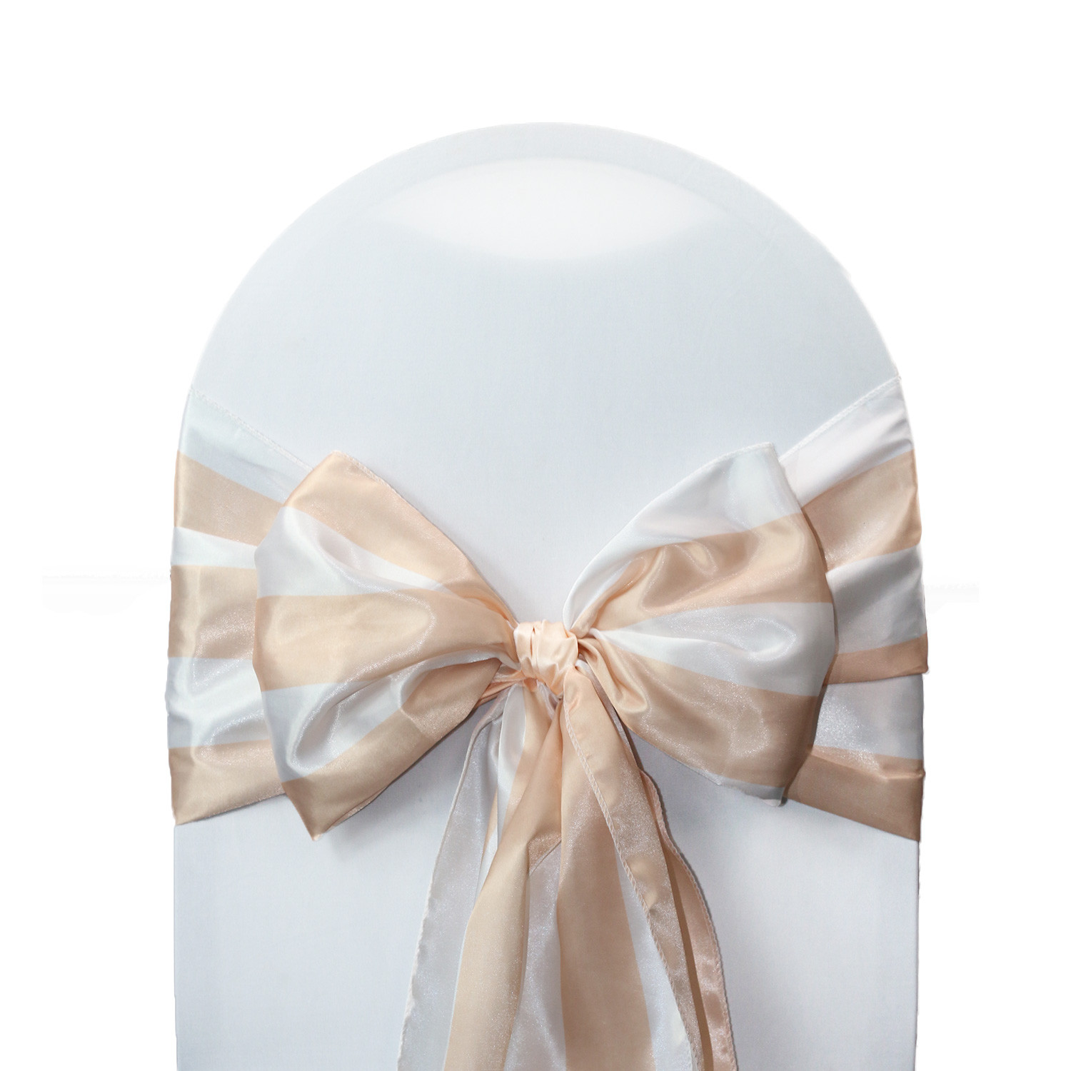 Satin Sashes Peach/White Striped