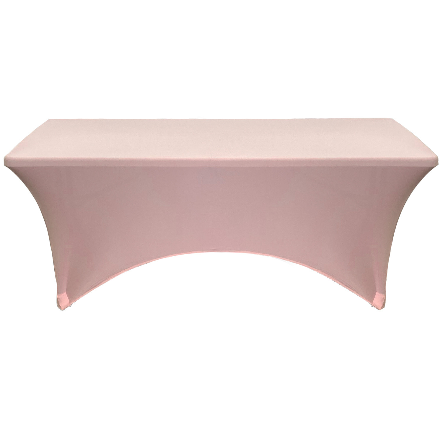 Stretch Spandex 8 ft Rectangular Table Covers Blush front
