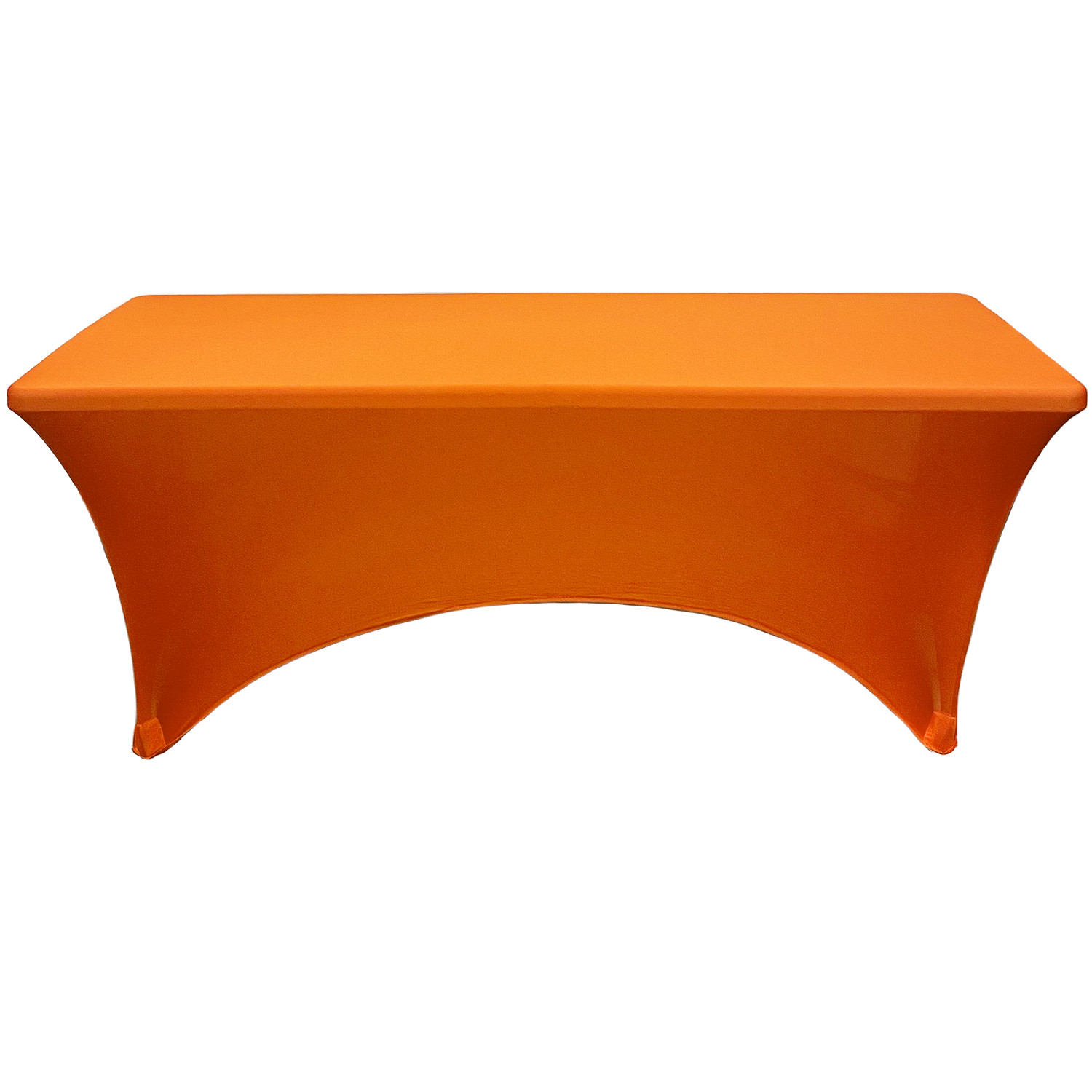 Stretch Spandex 5 ft Rectangular Table Cover Orange front