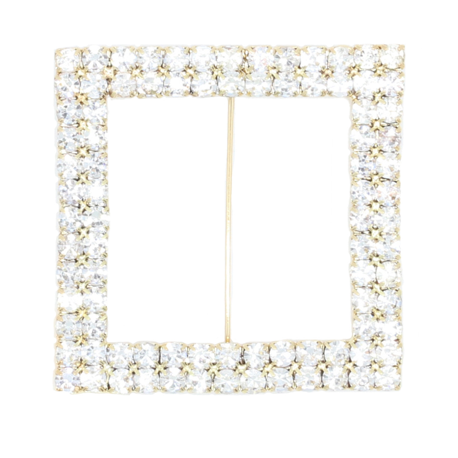 Square Rhinestone Chair Sash Buckle Gold