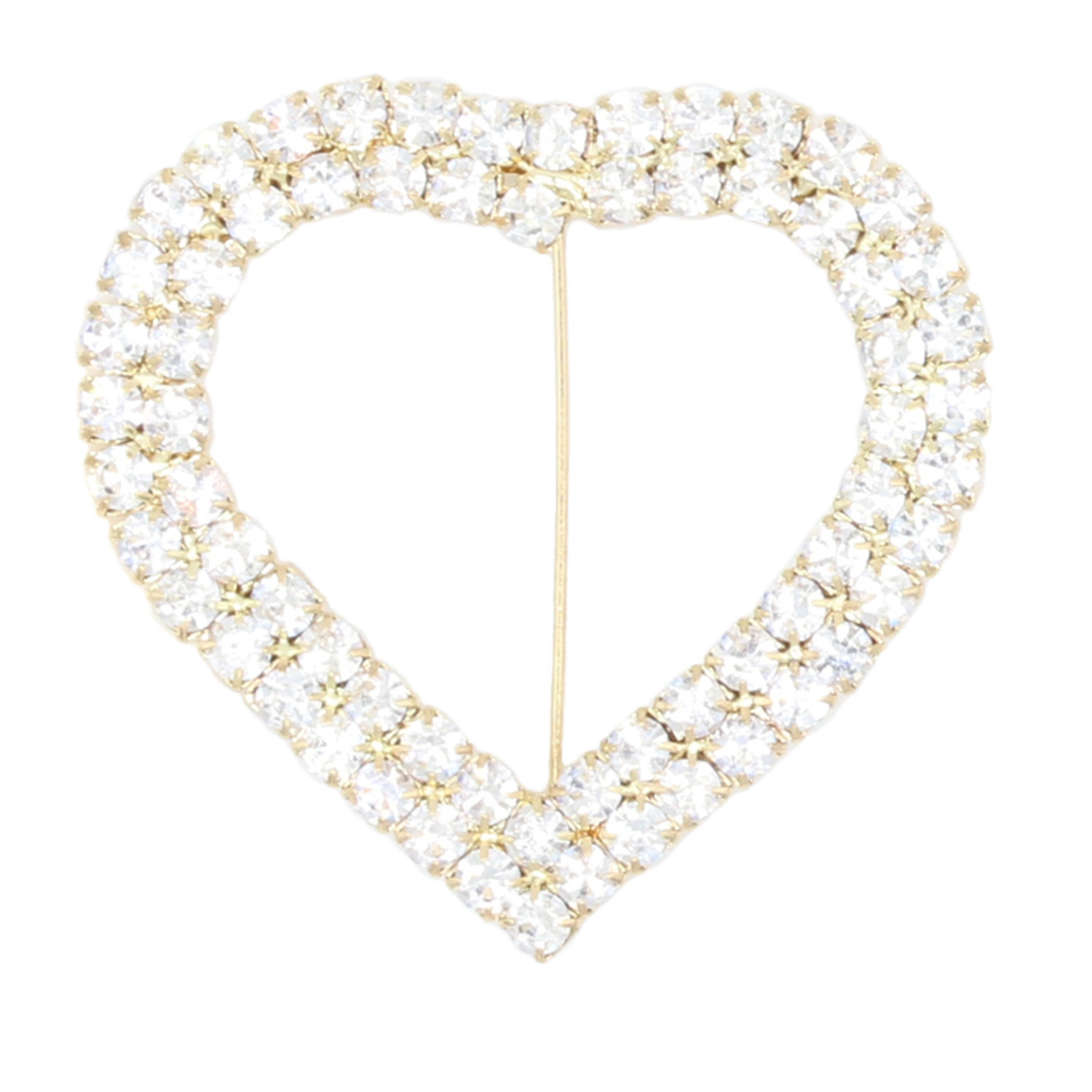 Heart Rhinestone Chair Sash Buckle Gold