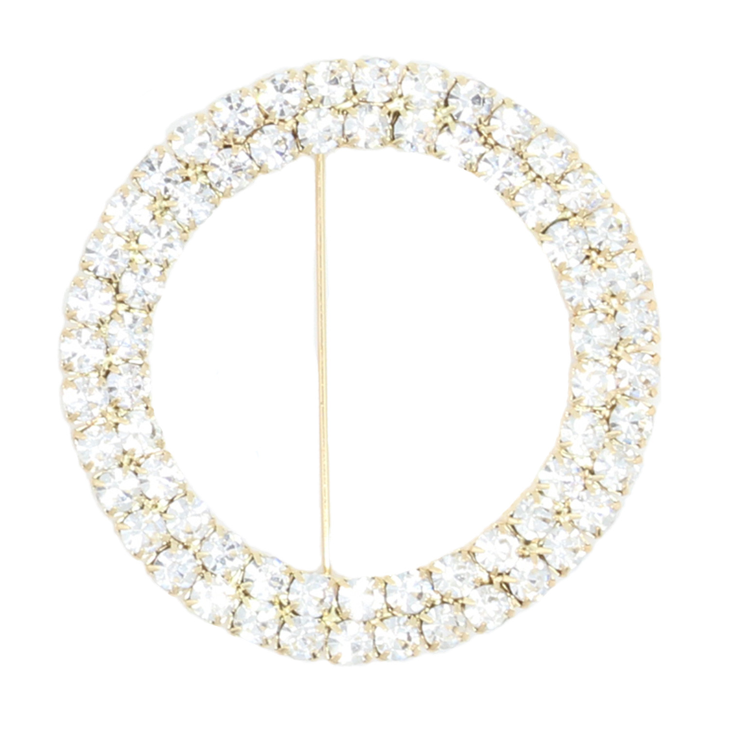 Round Rhinestone Chair Sash Buckle Gold