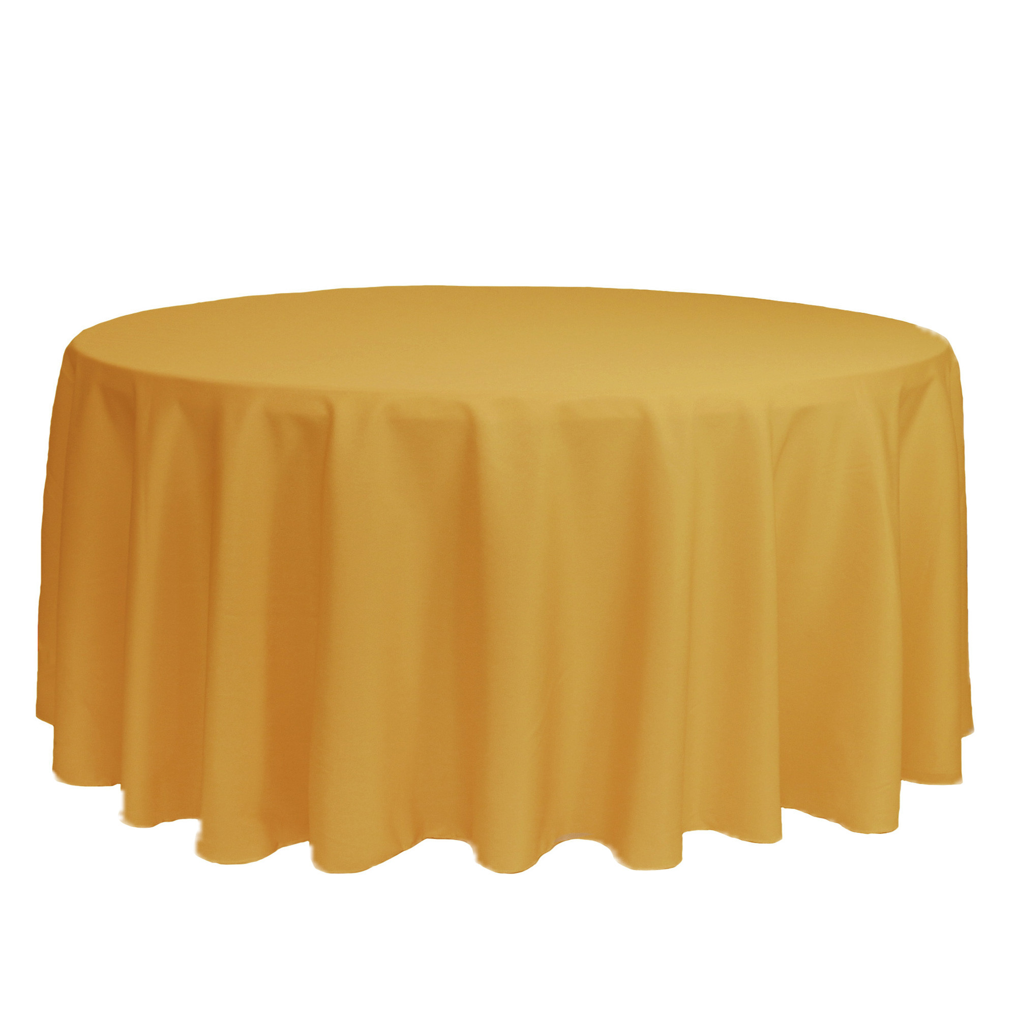 132 Inch Round Polyester Tablecloth Gold