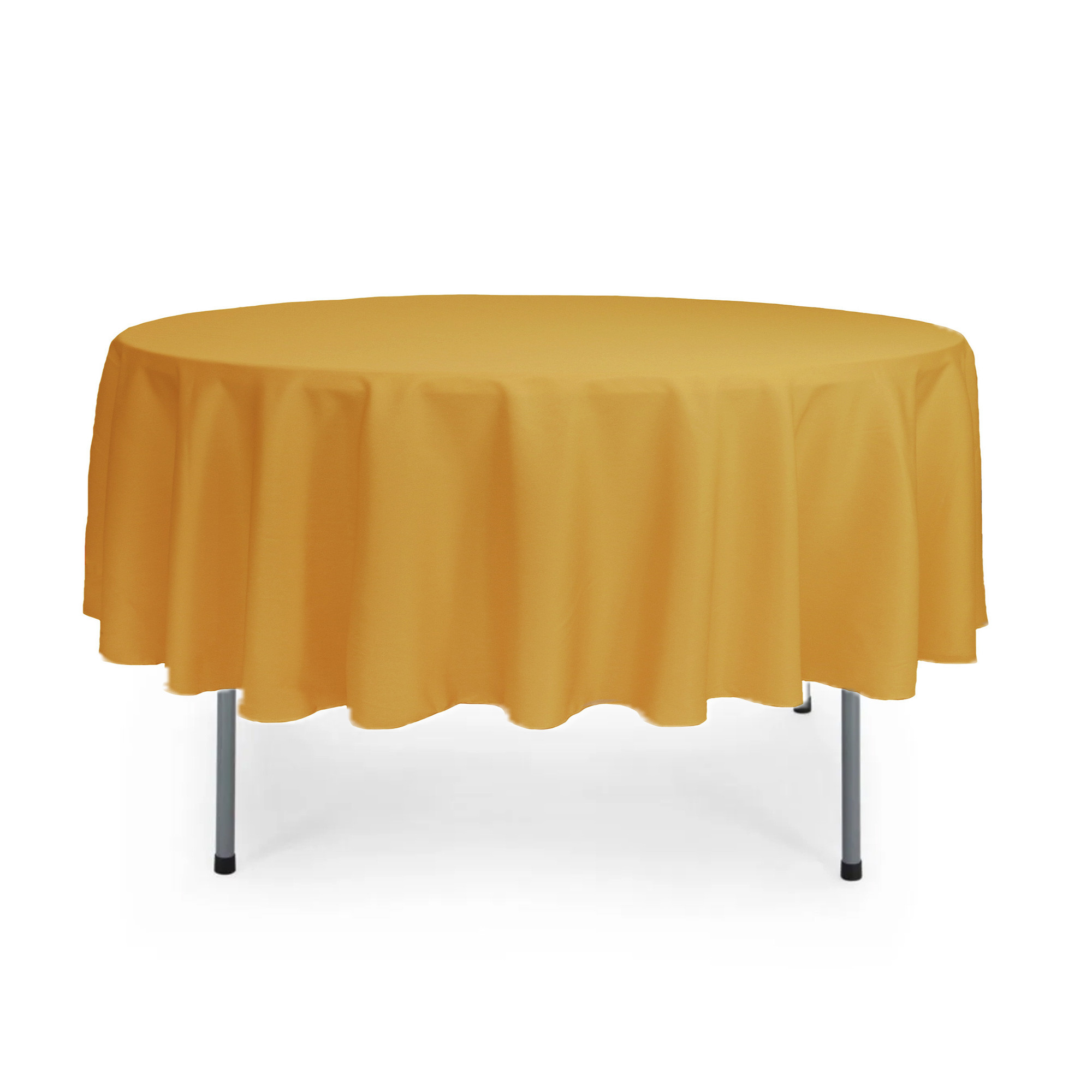 90 Inch Round Polyester Tablecloth Gold