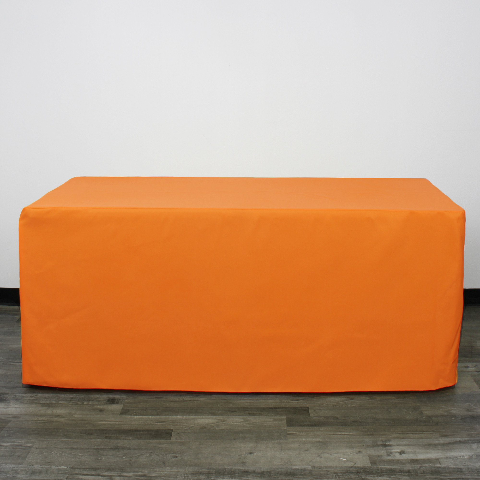 8 ft Fitted Polyester Tablecloth Rectangular Orange front