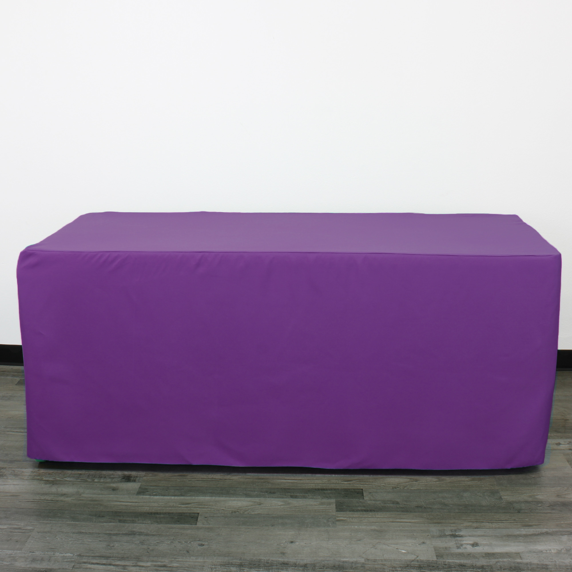 8 ft Fitted Polyester Tablecloth Rectangular Purple front