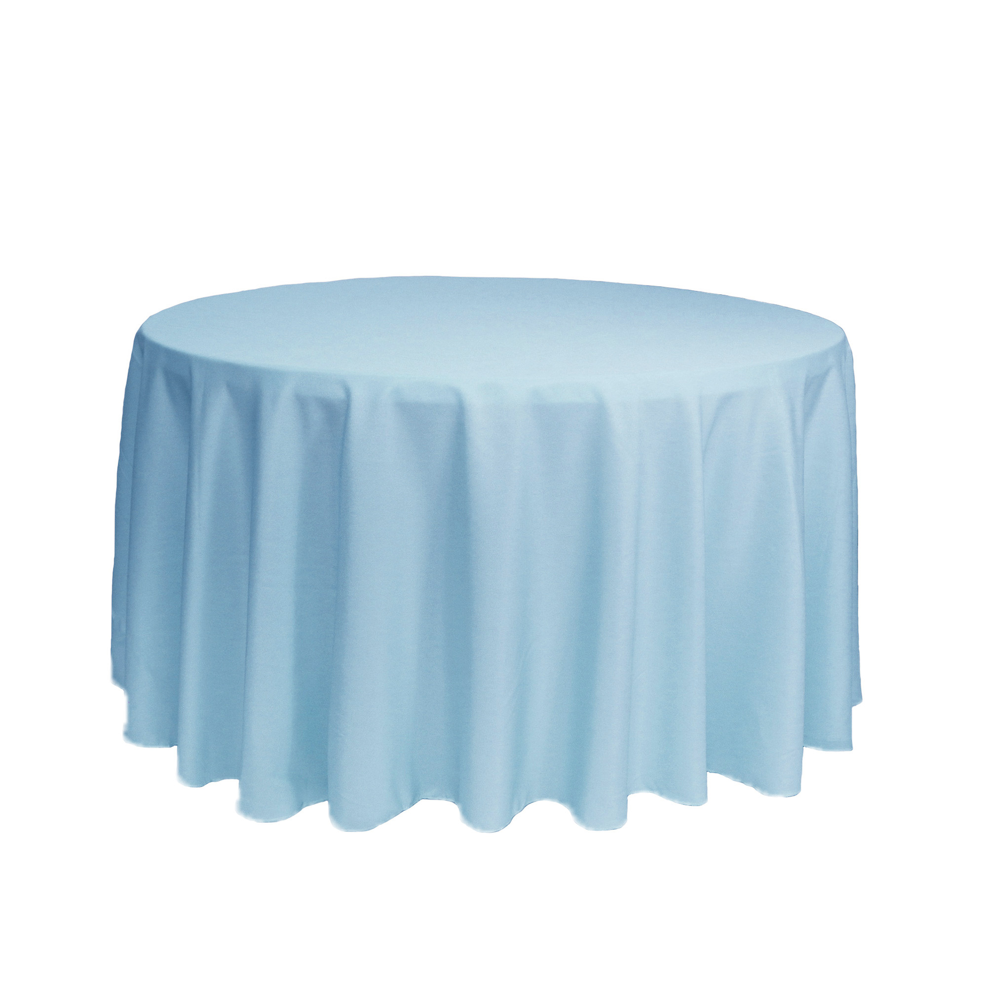 108 Inch Round Polyester Tablecloth Light Blue