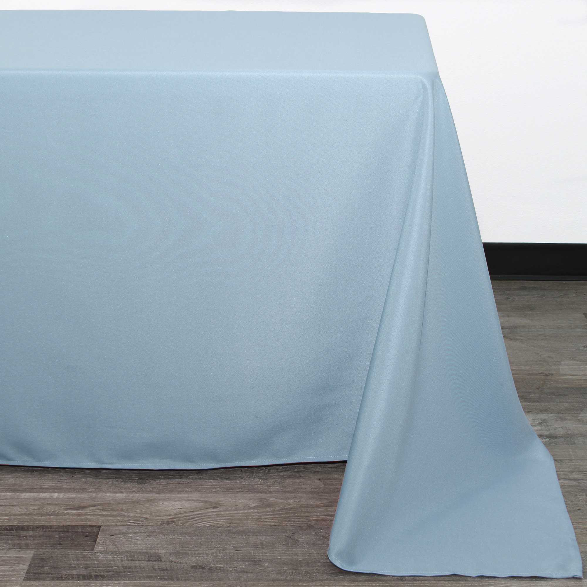 90 x 132 Inch Rectangular Polyester Tablecloth Light Blue Corner