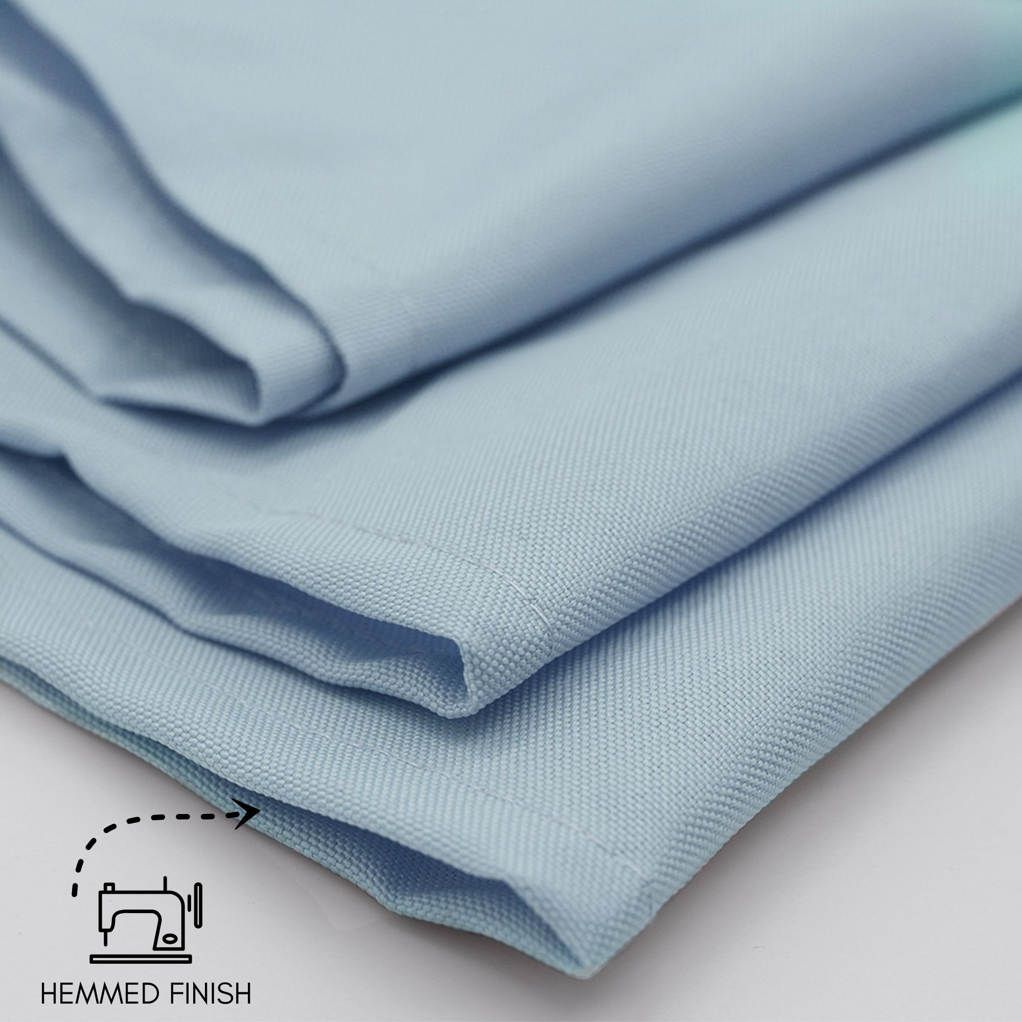 90 x 156 Inch Rectangular Polyester Tablecloth Light Blue hem
