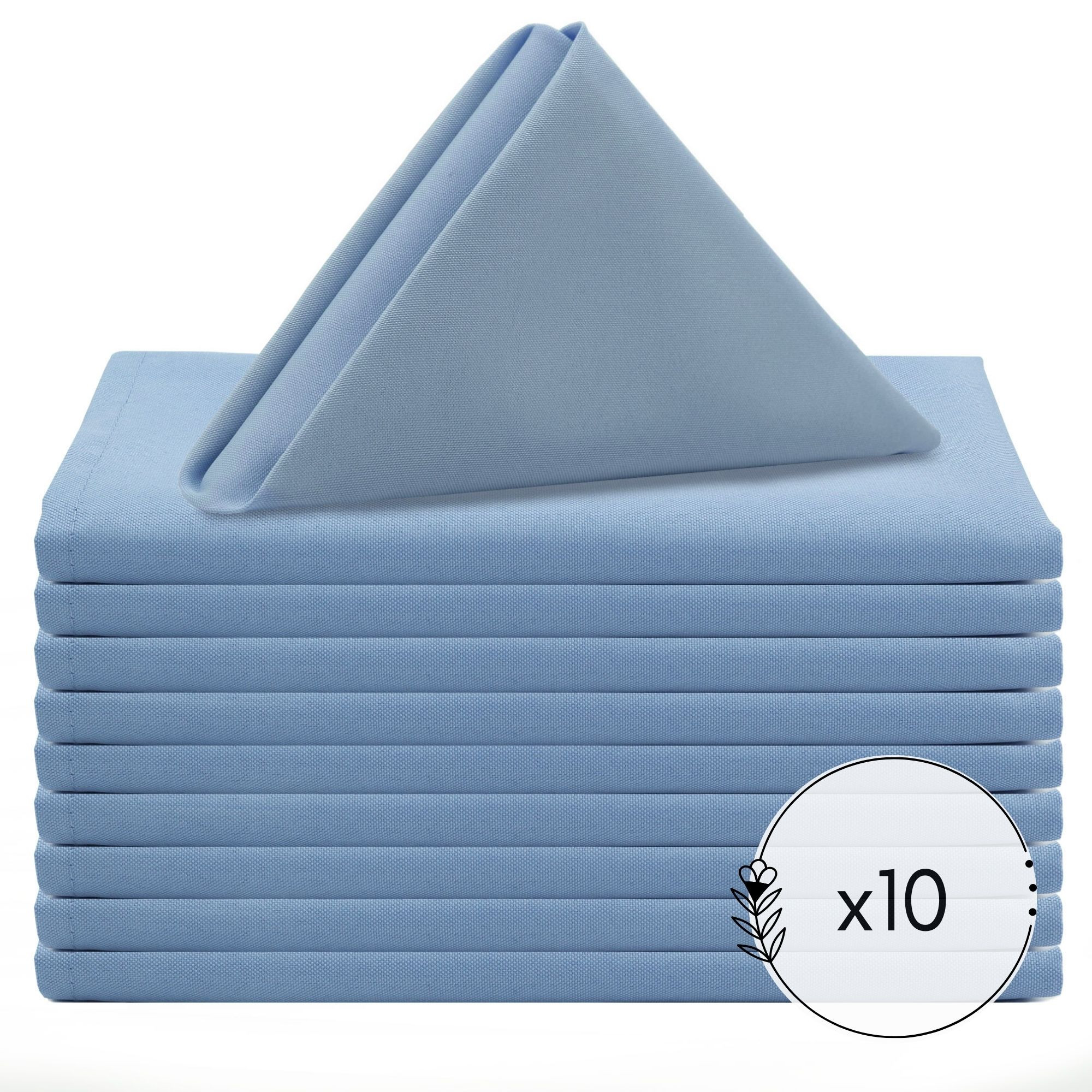 10 Pack 20 Inch Polyester Cloth Napkins Light Blue