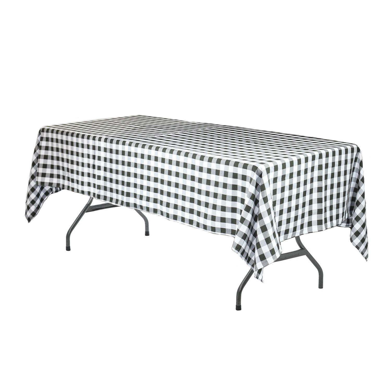 60 x 102 Inch Rectangular Polyester Tablecloth Checkered Black