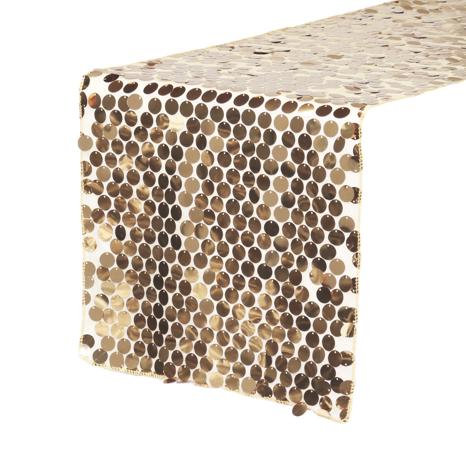 14" x 108" Large Payette Sequin Table Runner Champagne