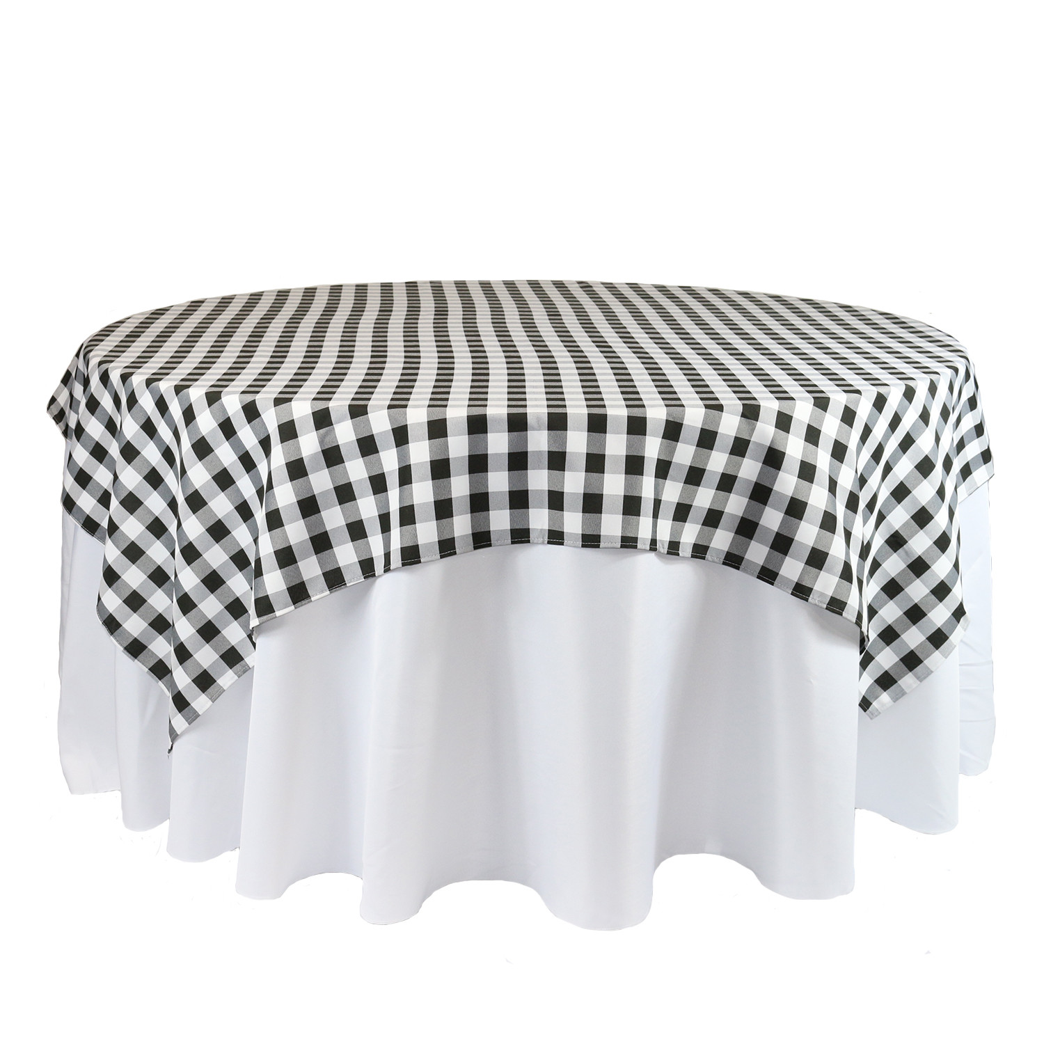 72 x 72 Inch Square Polyester Overlay Checkered Black