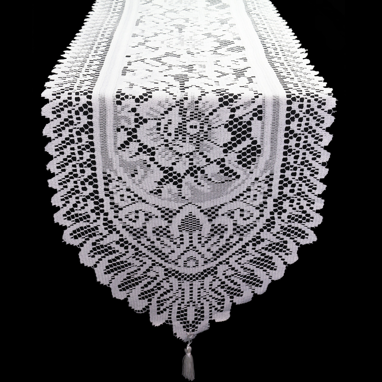 13 x 108 Inch Crochet Lace Table Runner White