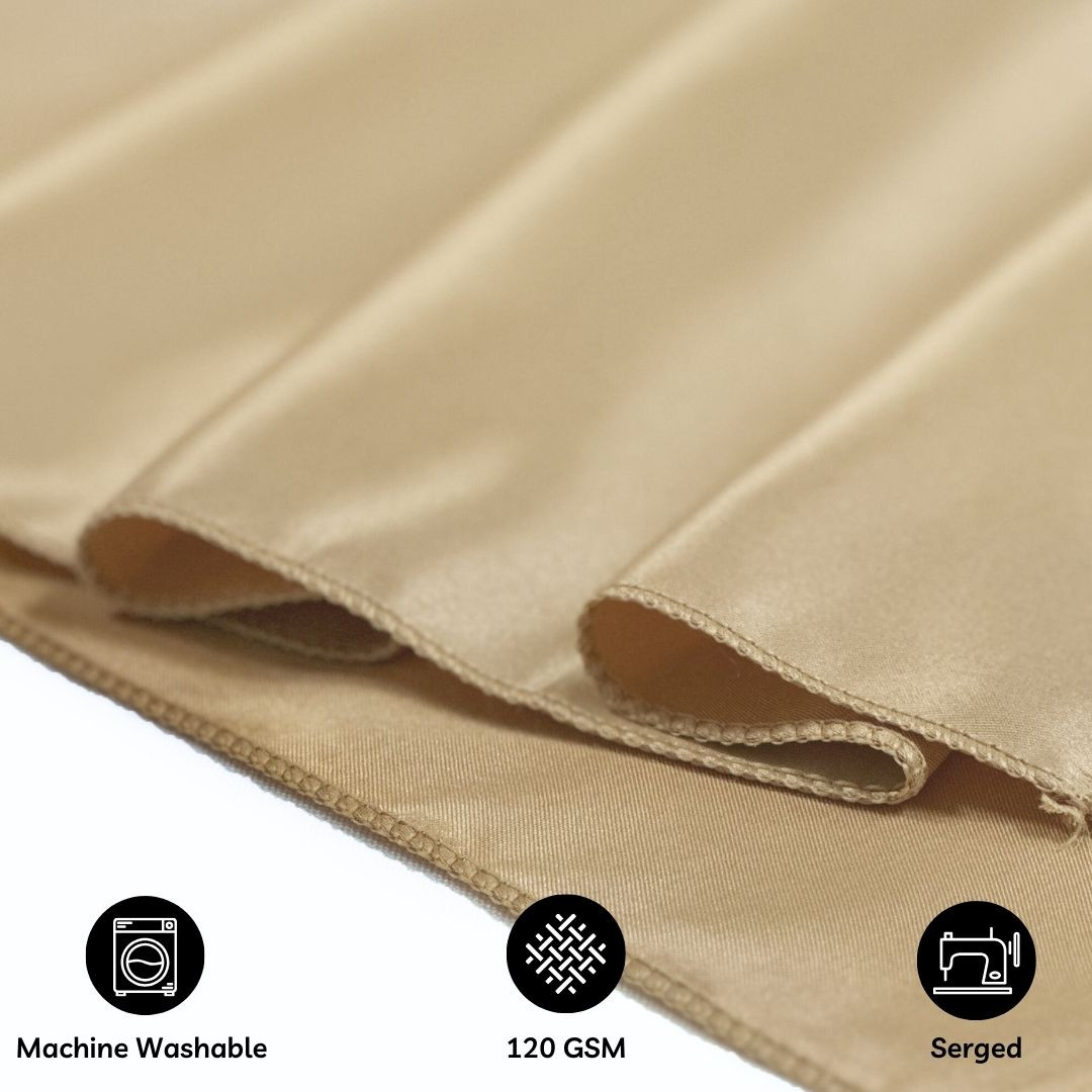 132 Inch Round L'amour Tablecloth Champagne features