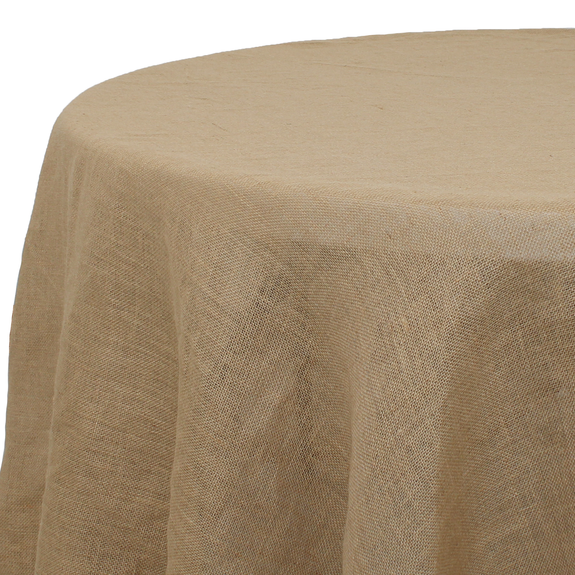 108 Inch Round Burlap Tablecloth sideview
