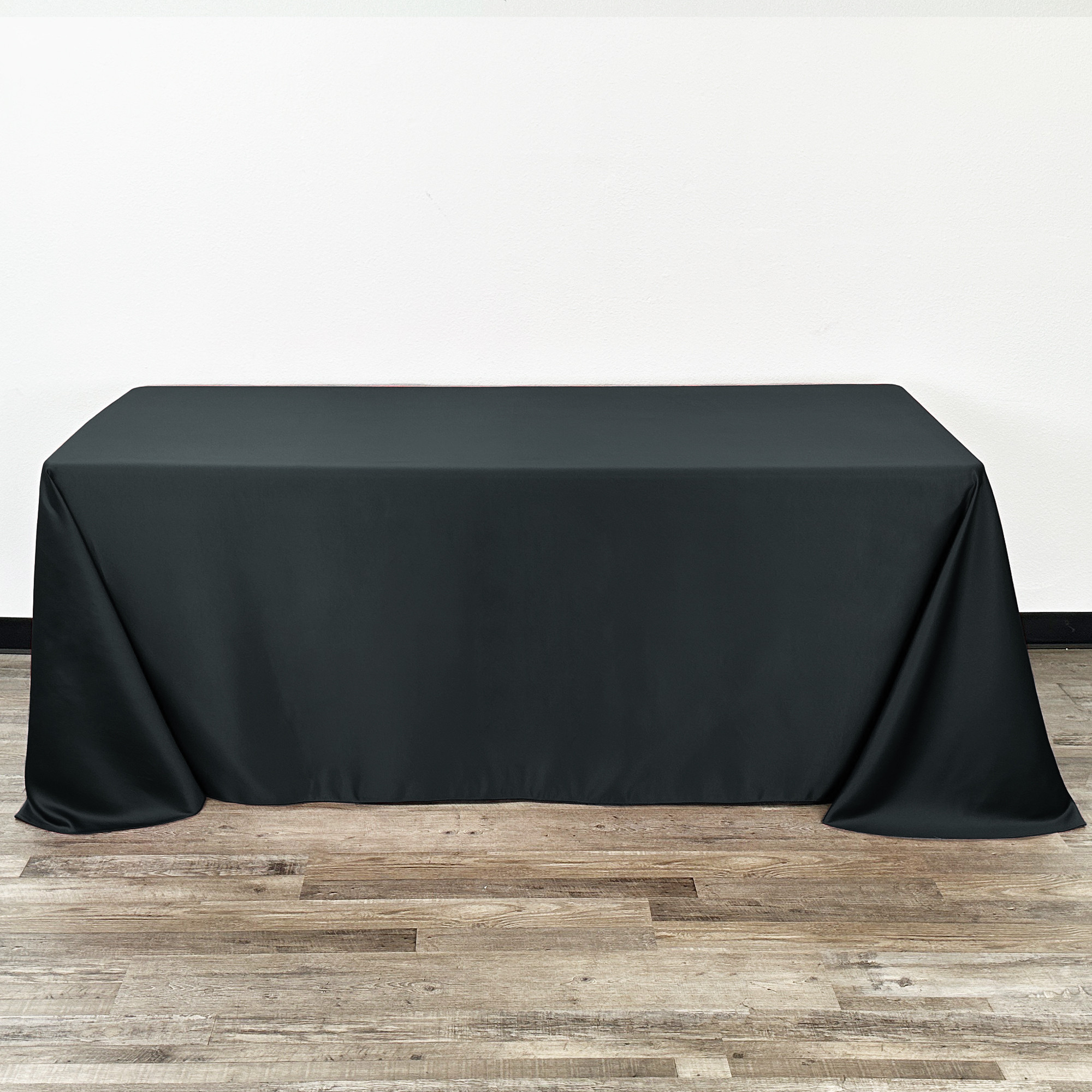 90 x 132 Inch Rectangular L'amour Tablecloth Black front