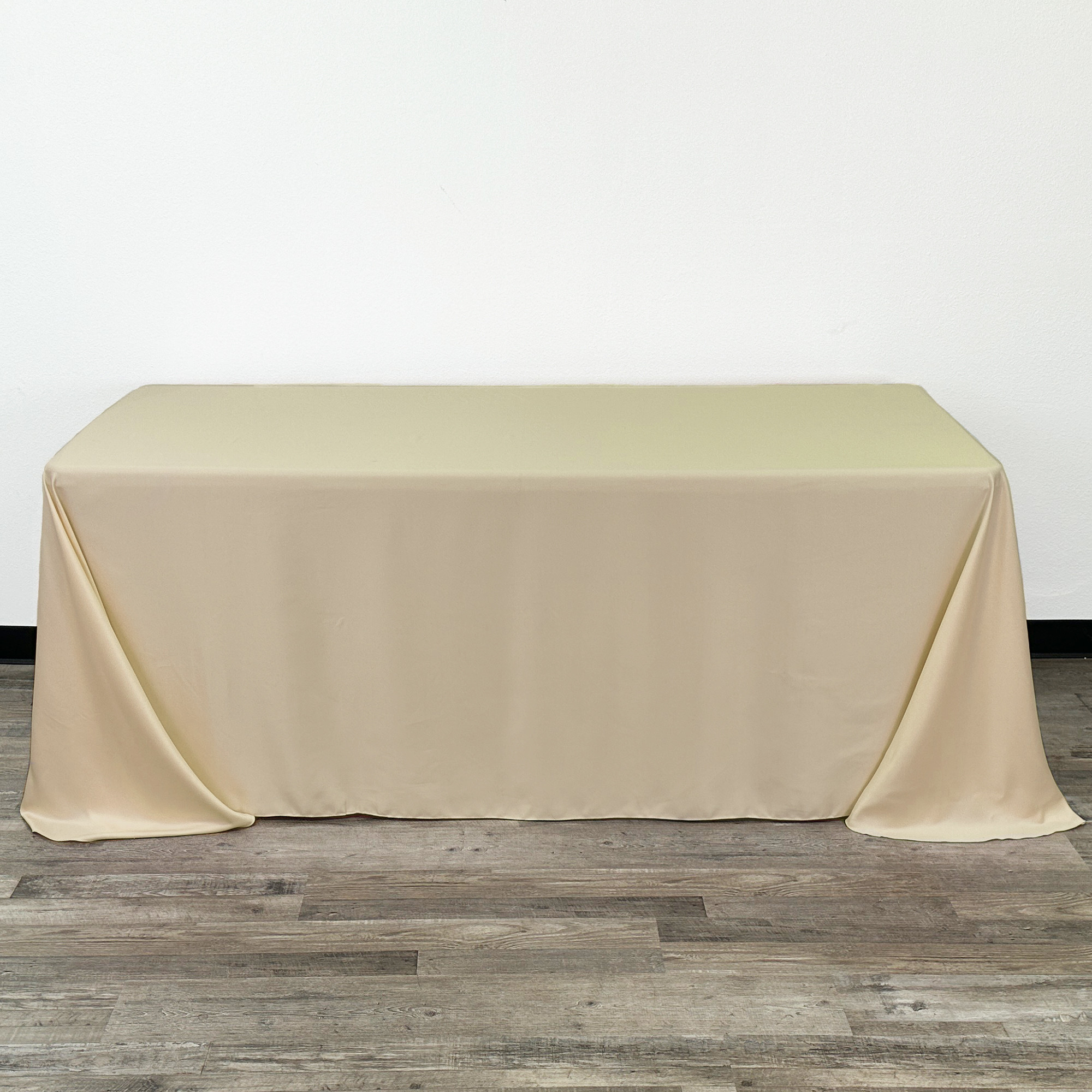 90 x 132 Inch Rectangular L'amour Tablecloth Champagne front