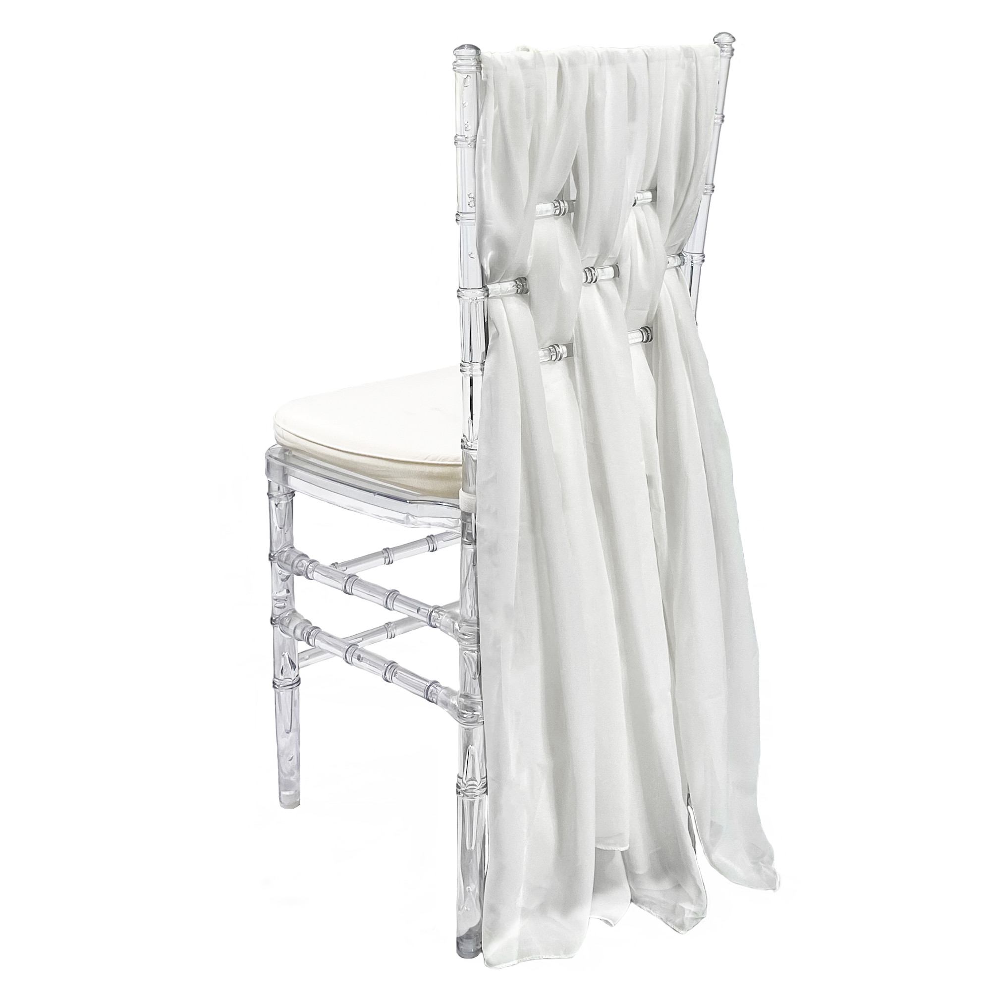 5 Pack 6 Ft Chiffon Chiavari Chair Sashes White