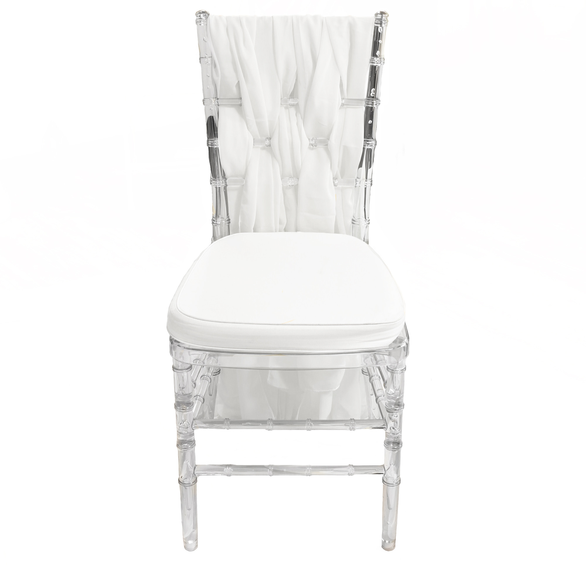 5 Pack 6 Ft Chiffon Chiavari Chair Sashes White Front