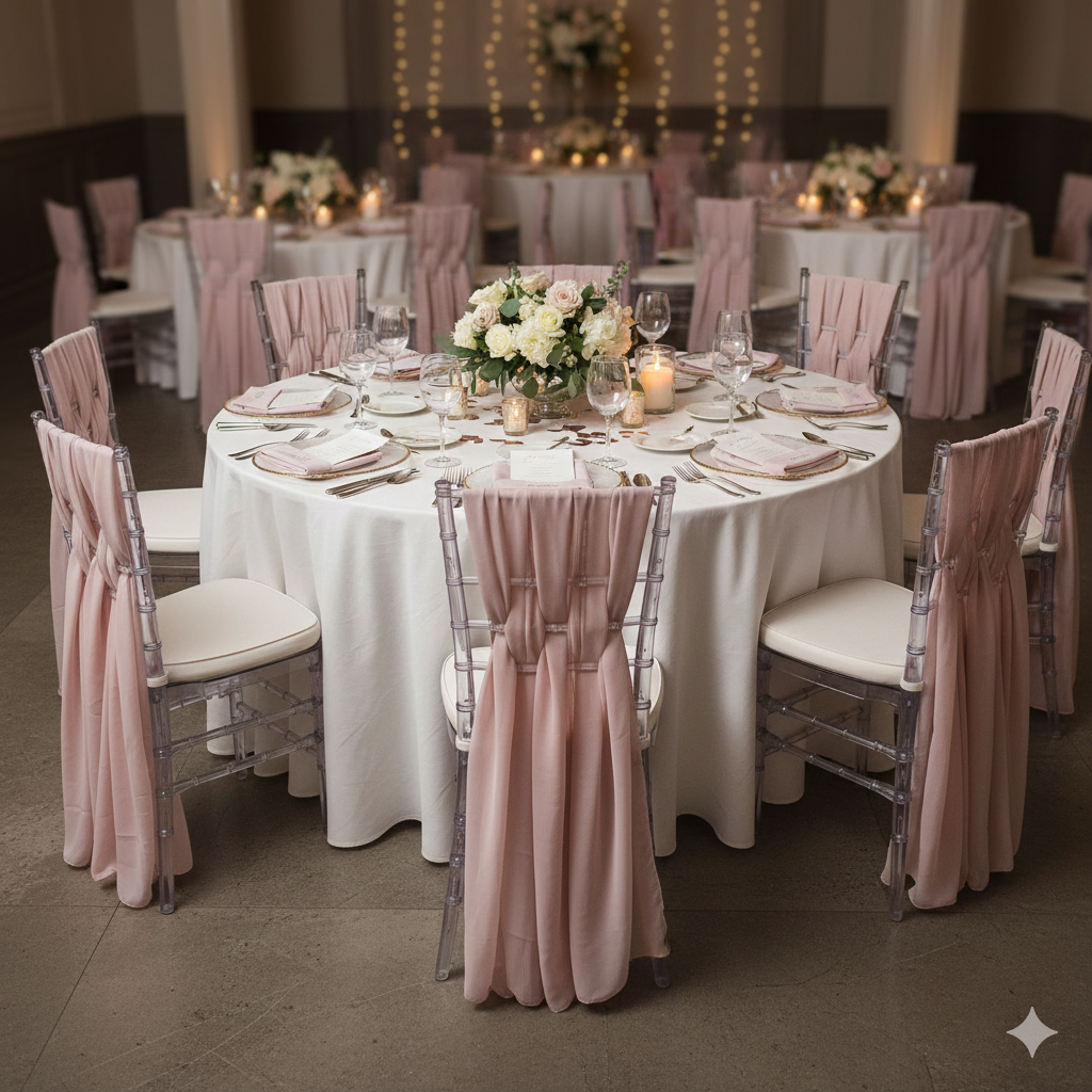 blush chiffon chair sashes for weddings