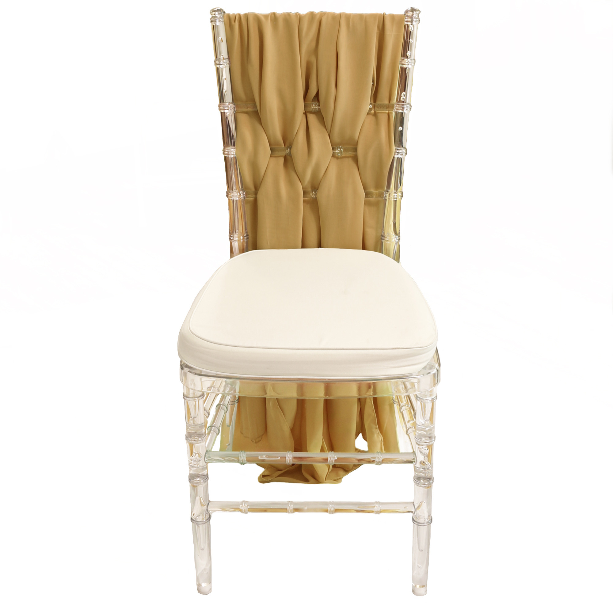 5 Pack 6 Ft Chiffon Chiavari Chair Sashes Gold Front