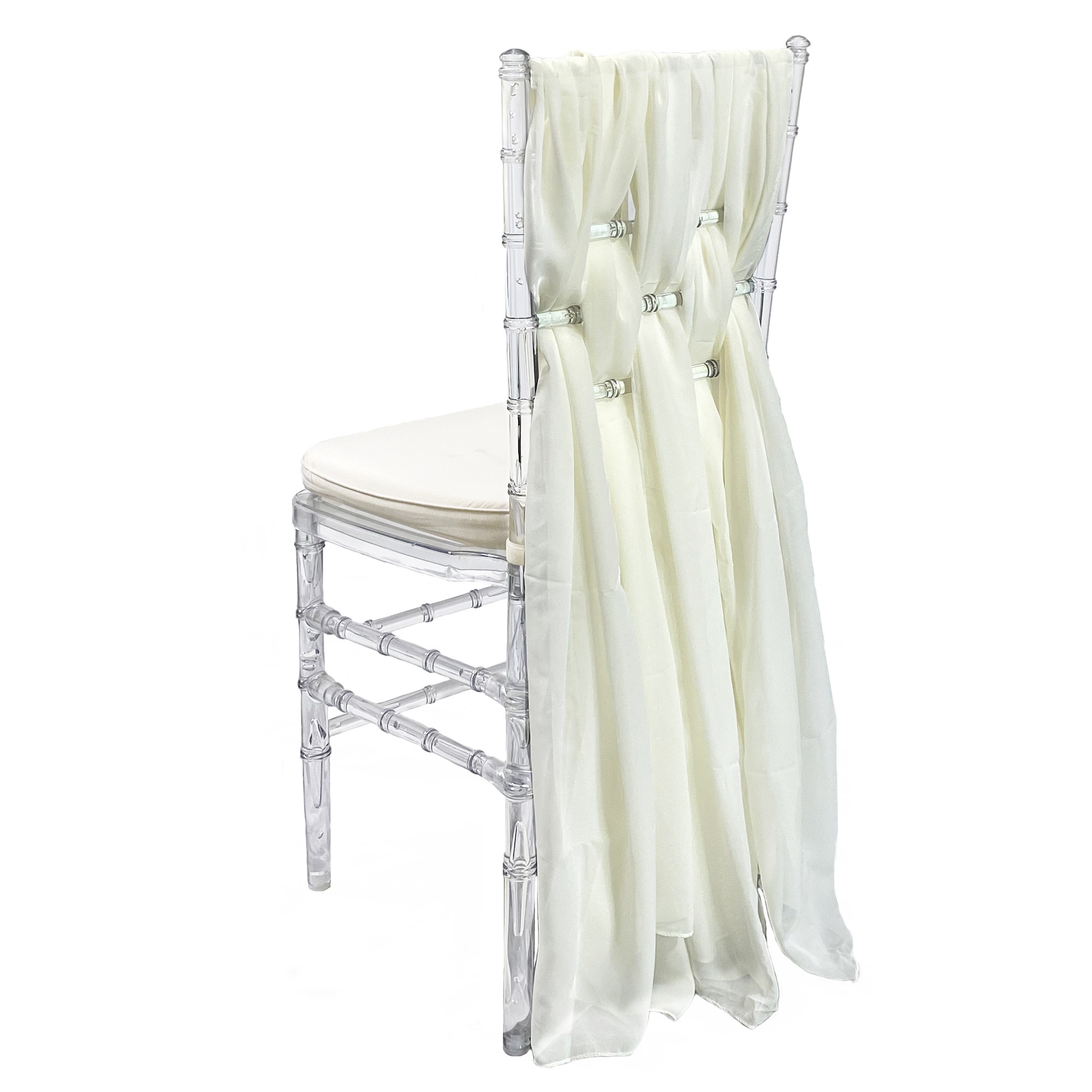5 Pack 6 Ft Chiffon Chiavari Chair Sashes Ivory