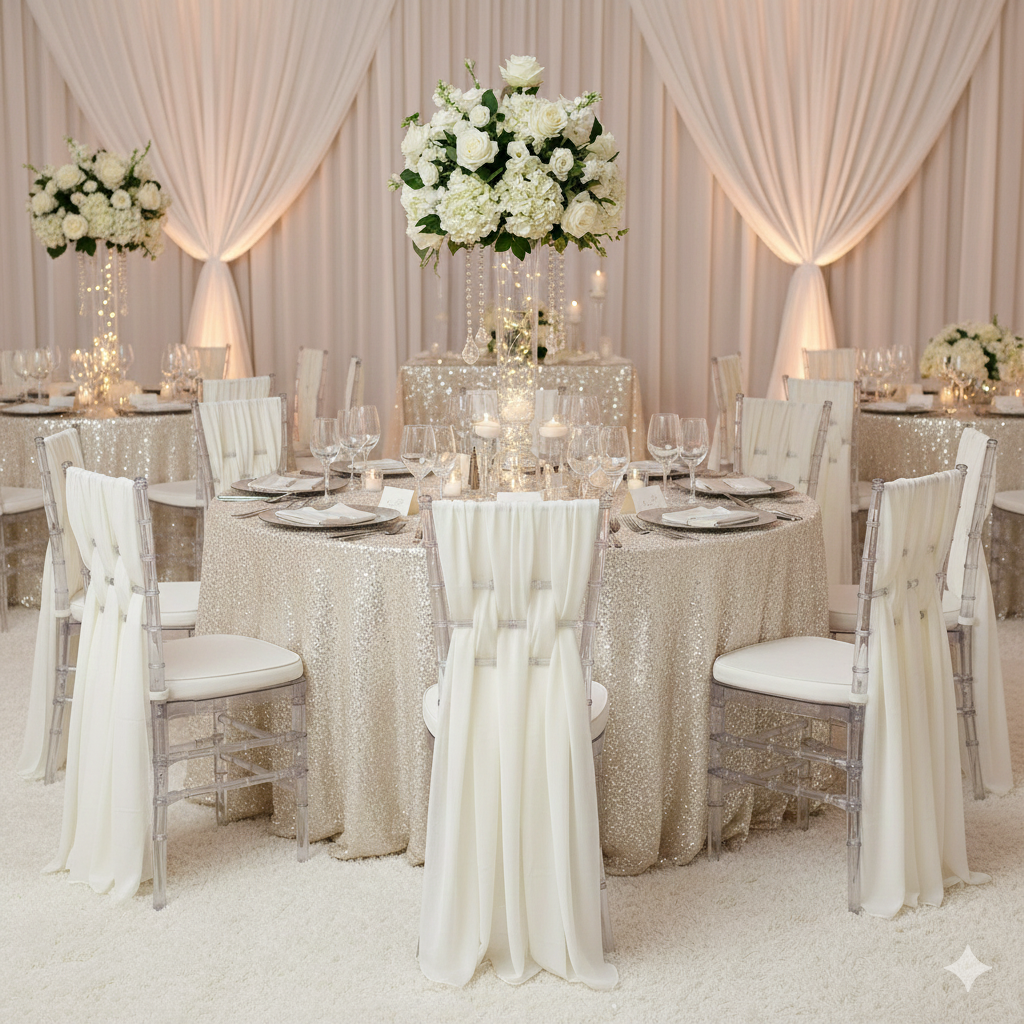 Ivory Chiffon Chiavari Chair Sashes for weddings