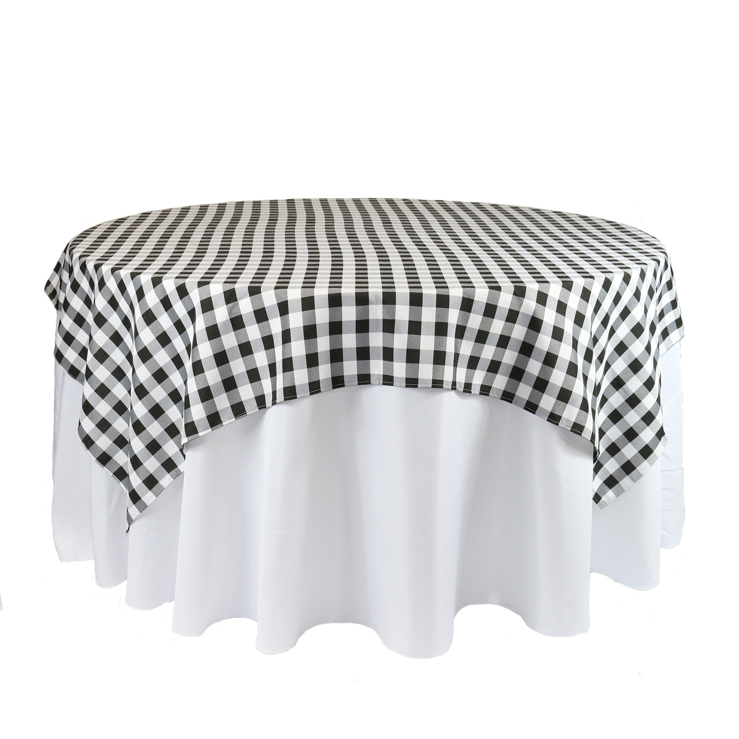 84  x 84 Inch Square Polyester Overlay Checkered Black