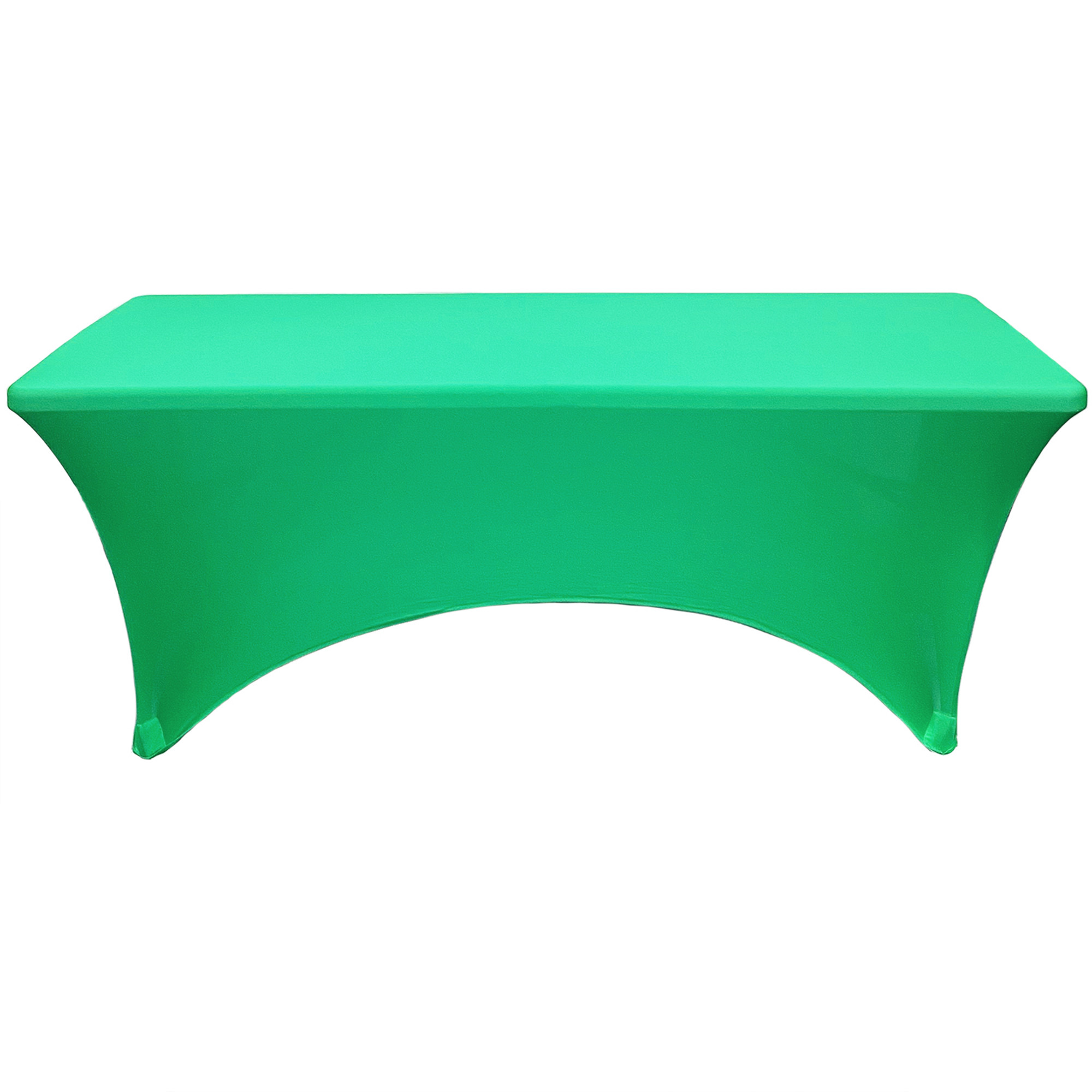 Stretch Spandex 8 ft Rectangular Table Cover Emerald Green front