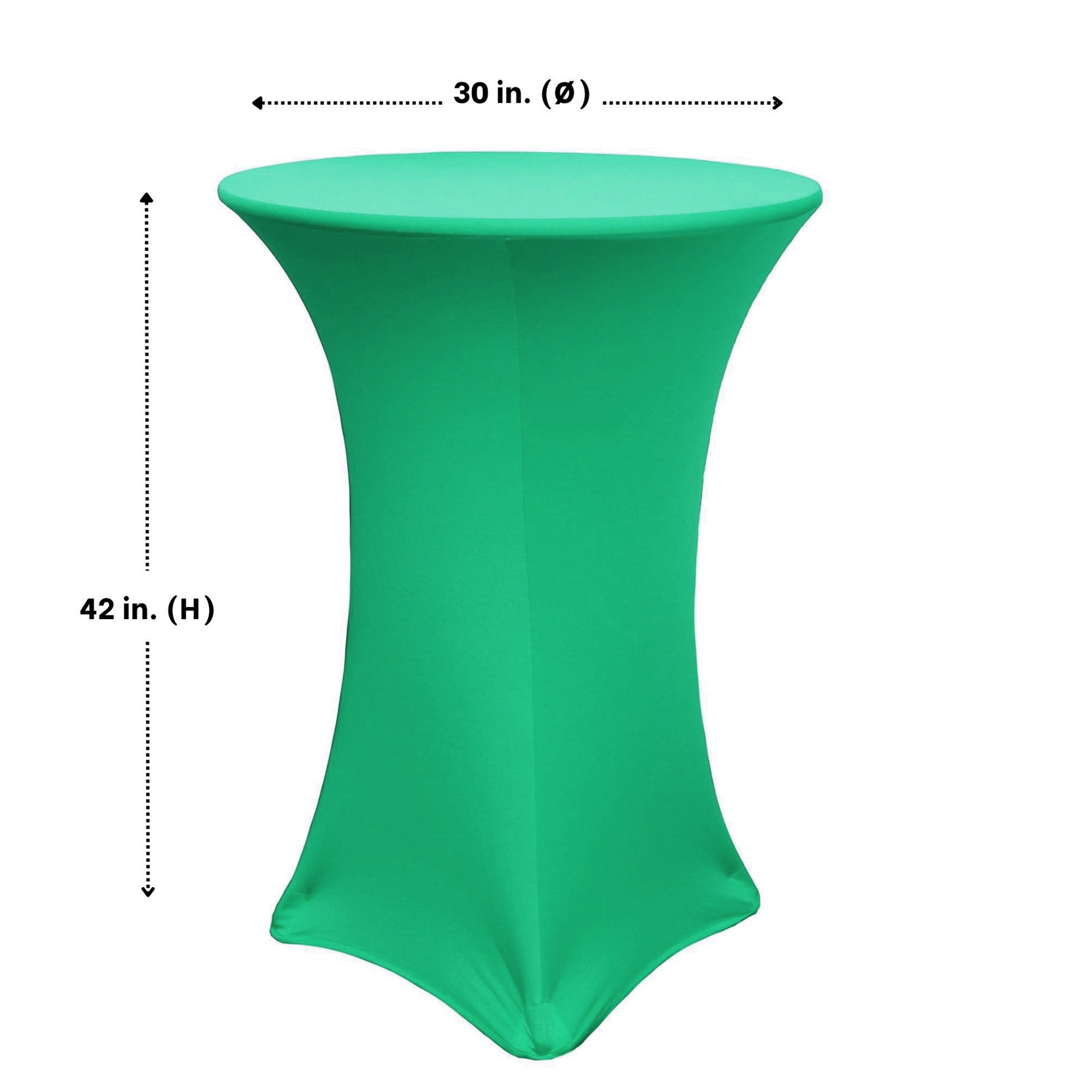 30 Inch Highboy Cocktail Round Stretch Spandex Table Cover Emerald Green dimensions