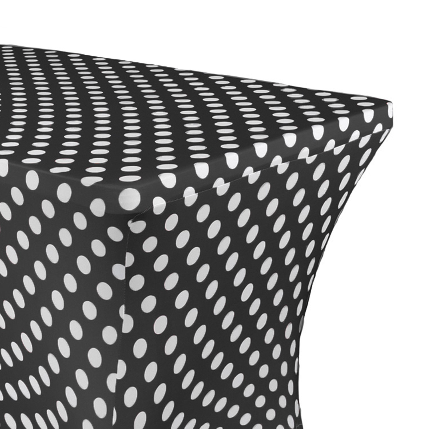 Stretch Spandex 8 Ft Rectangular Table Cover Polka Dot Black/White Zoom