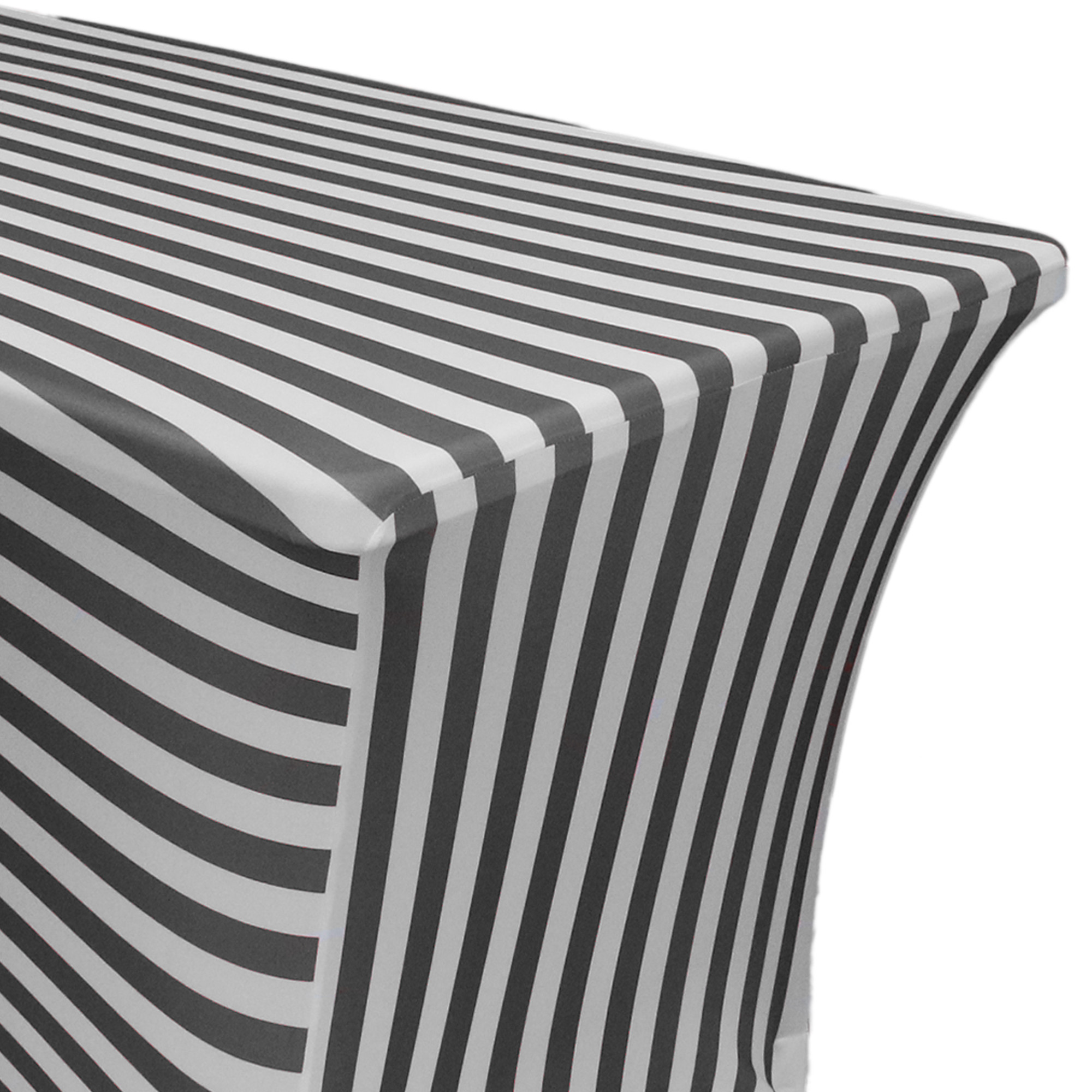 Stretch Spandex 8 Ft Rectangular Table Cover Black/White Striped zoom