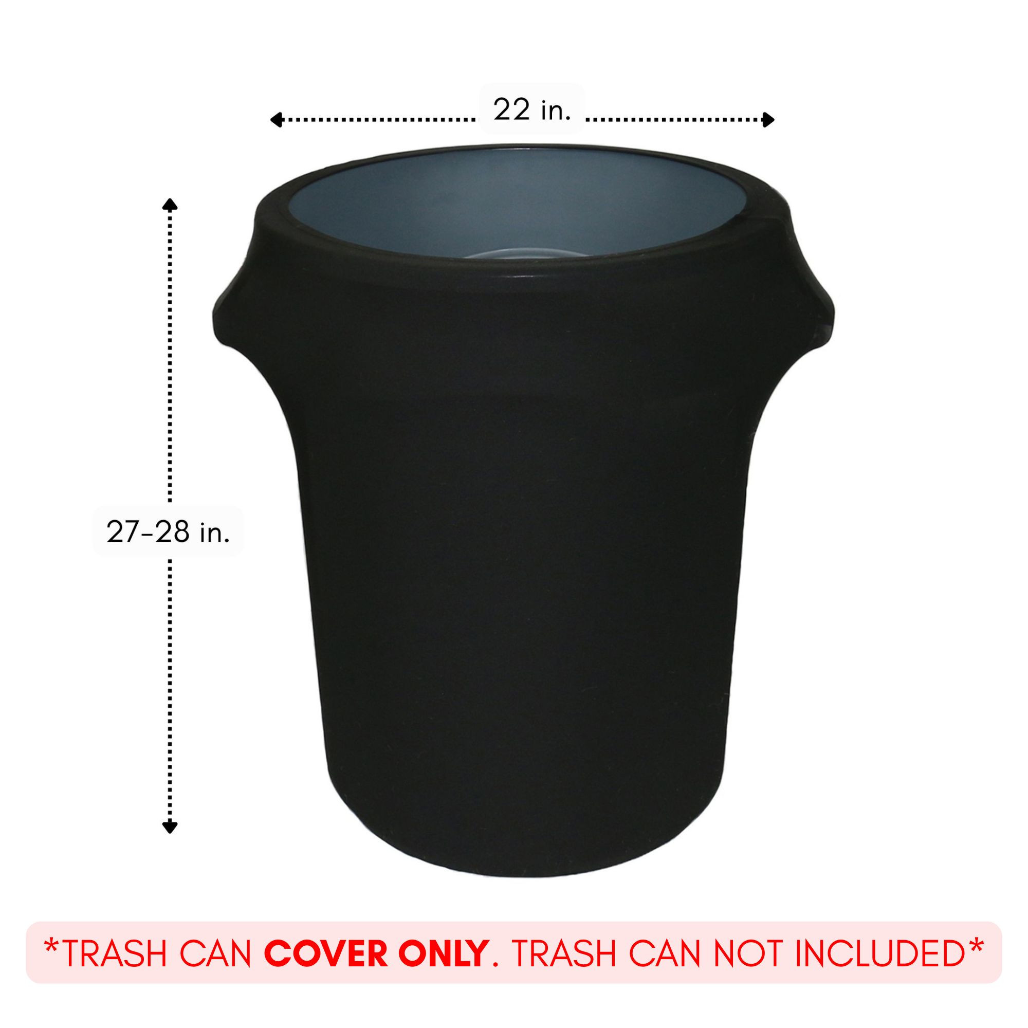 32 Gallon Spandex Trash Can/Waste Container Cover Black measurements