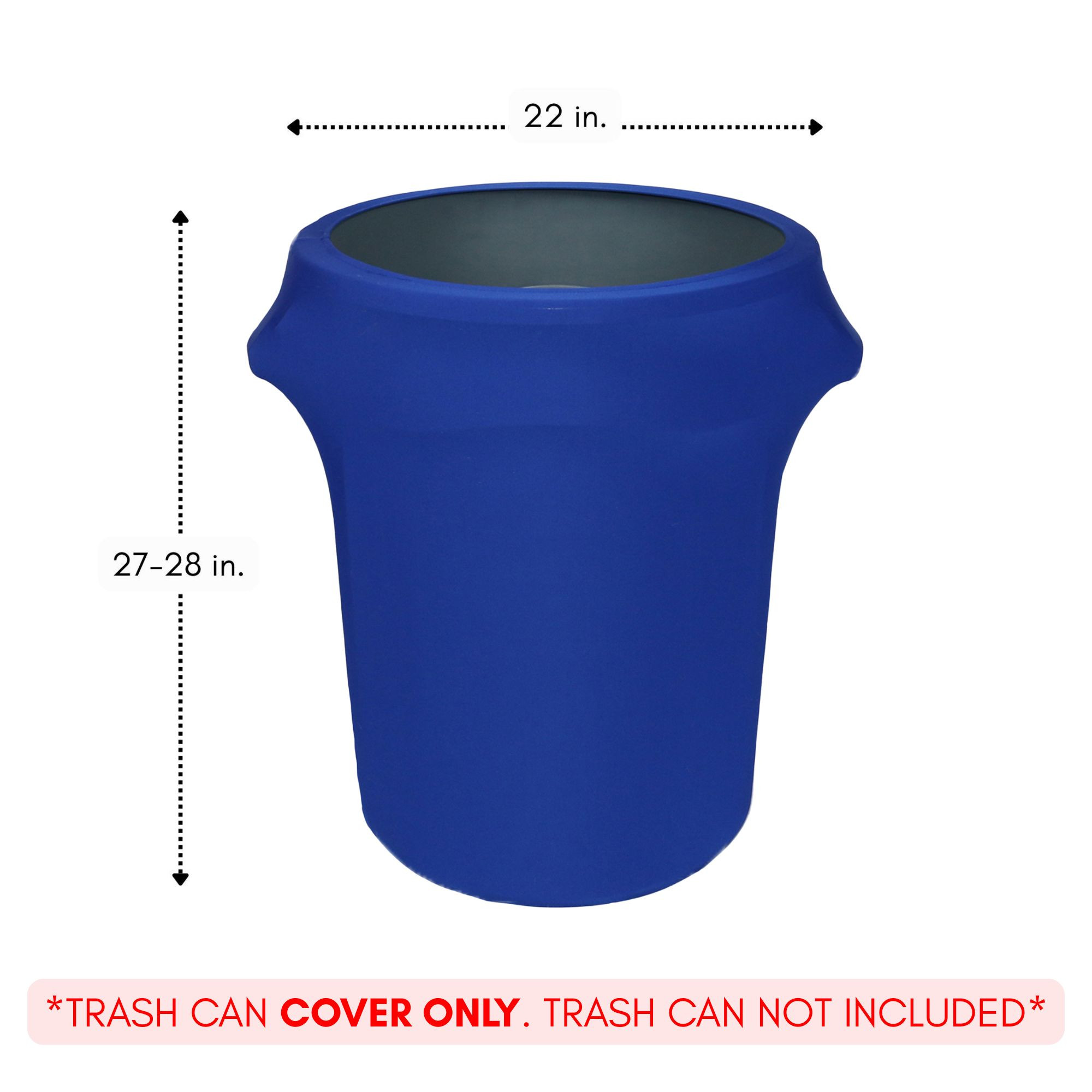 32 Gallon Spandex Trash Can/Waste Container Cover Royal Blue measurements