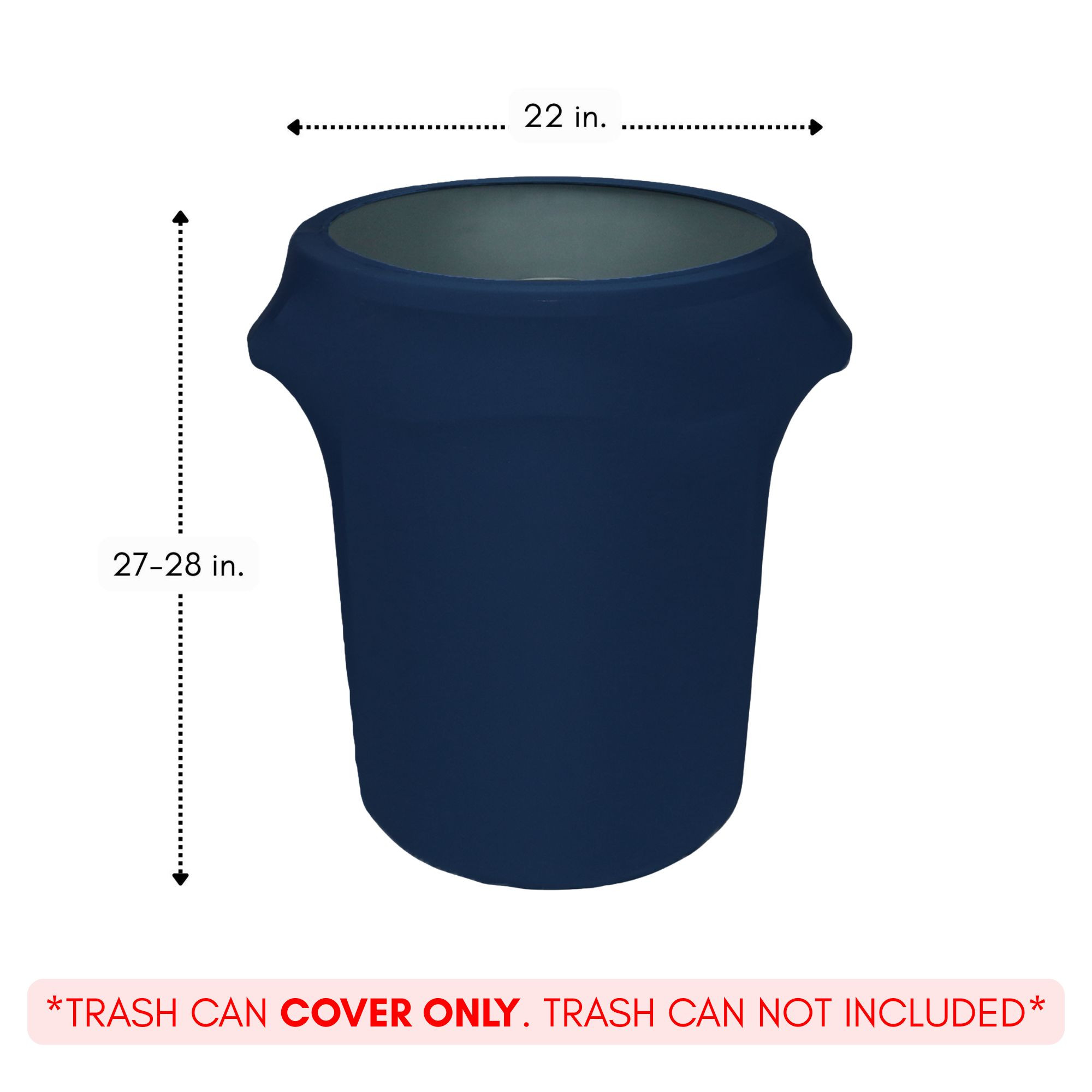 32 Gallon Spandex Trash Can/Waste Container Cover Navy Blue measurements