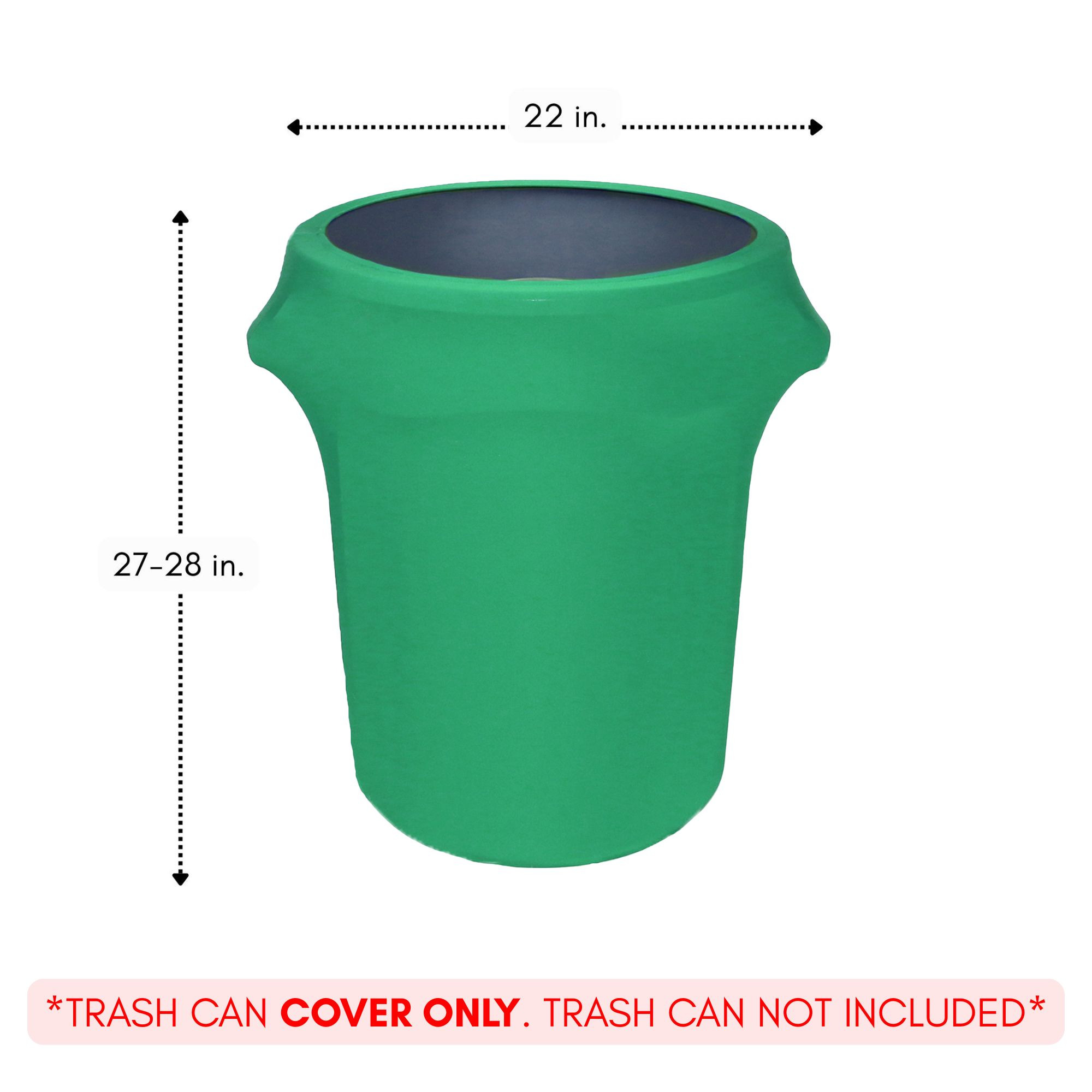 32 Gallon Spandex Trash Can/Waste Container Cover Emerald Green measurements