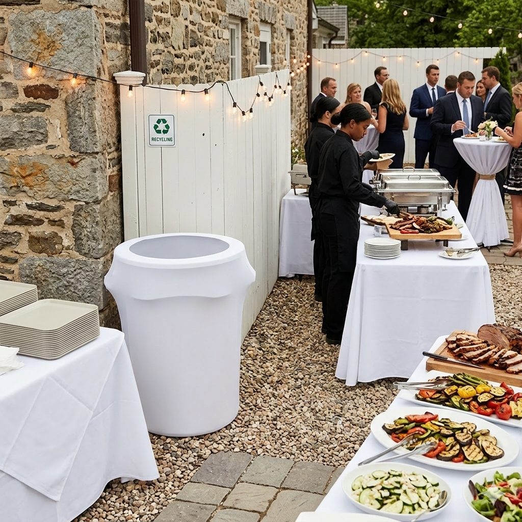 32 Gallon Spandex Trash Can/Waste Container Cover White lifestyle