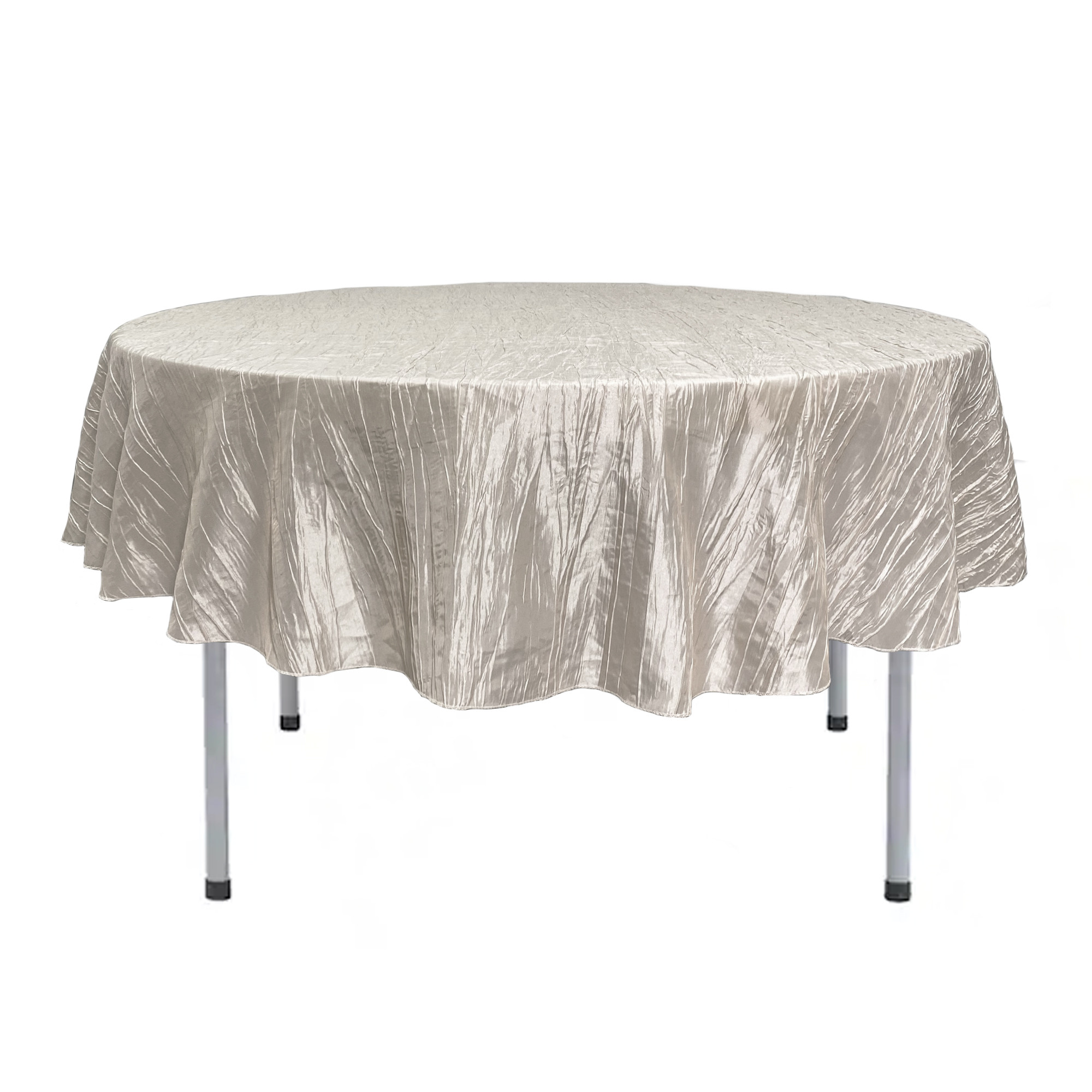 90 Inch Round Crinkle Taffeta Tablecloth Ivory