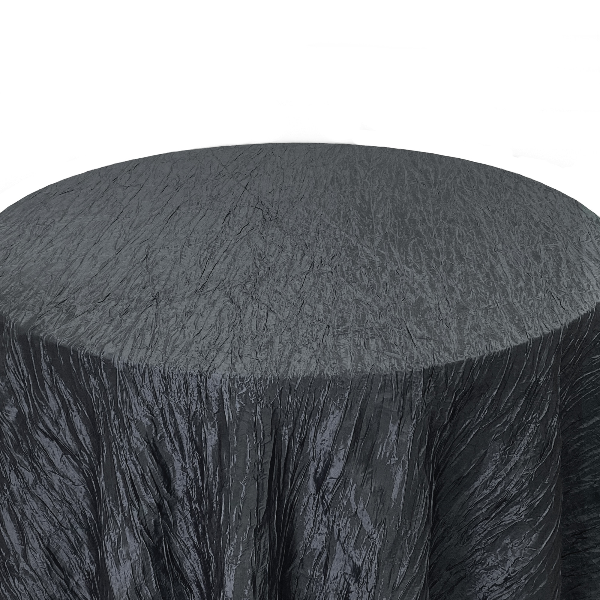 90 Inch Round Crinkle Taffeta Tablecloth Black Top