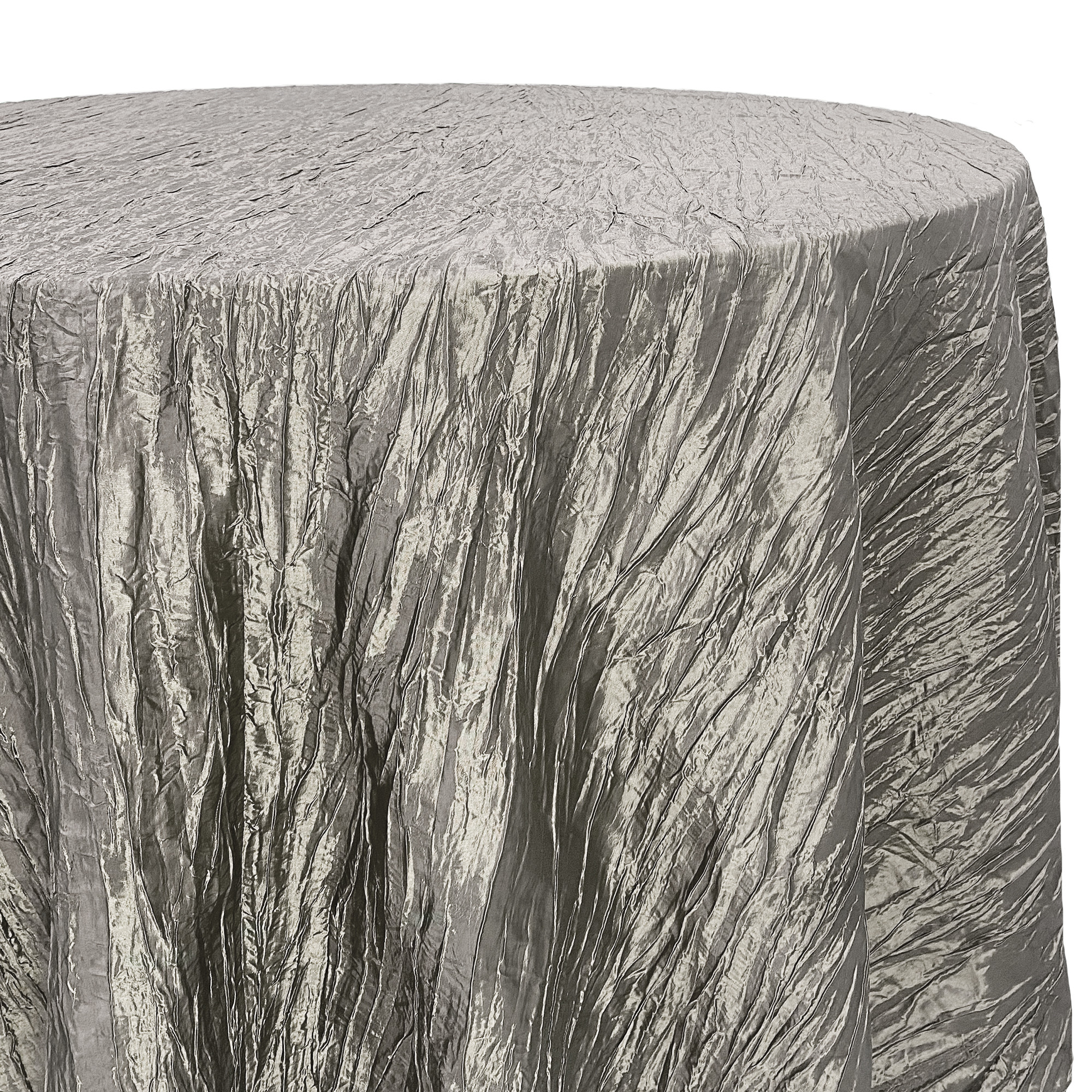 90 Inch Round Crinkle Taffeta Tablecloth Dark Silver side