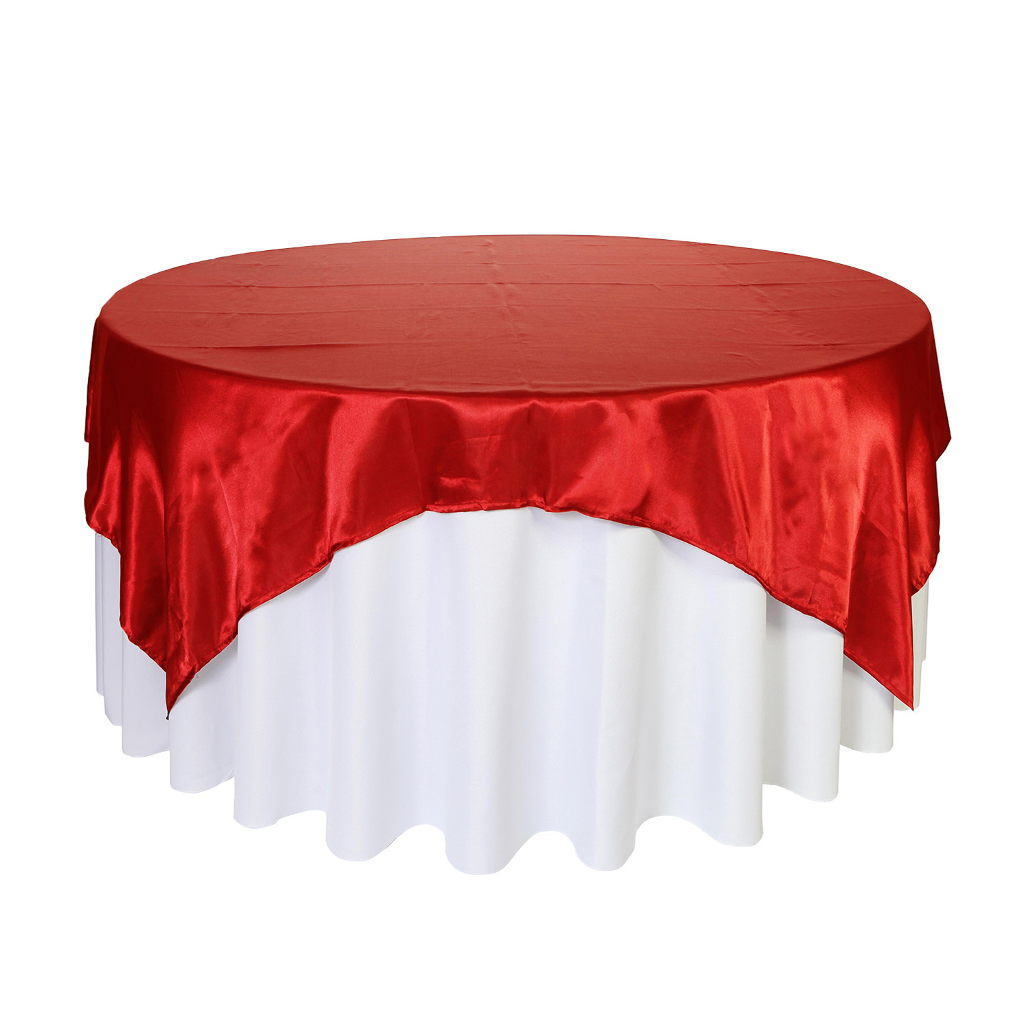 72 inch Square Satin Table Overlays Red