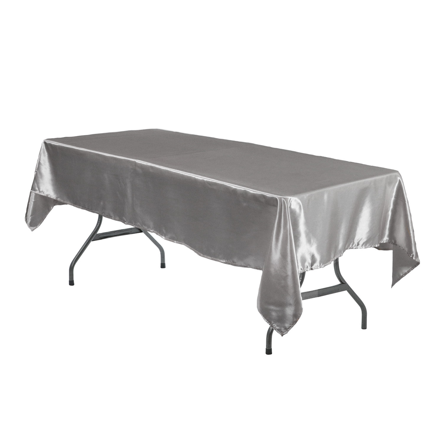 60 x 102 Inch Rectangular Satin Tablecloth Dark Silver