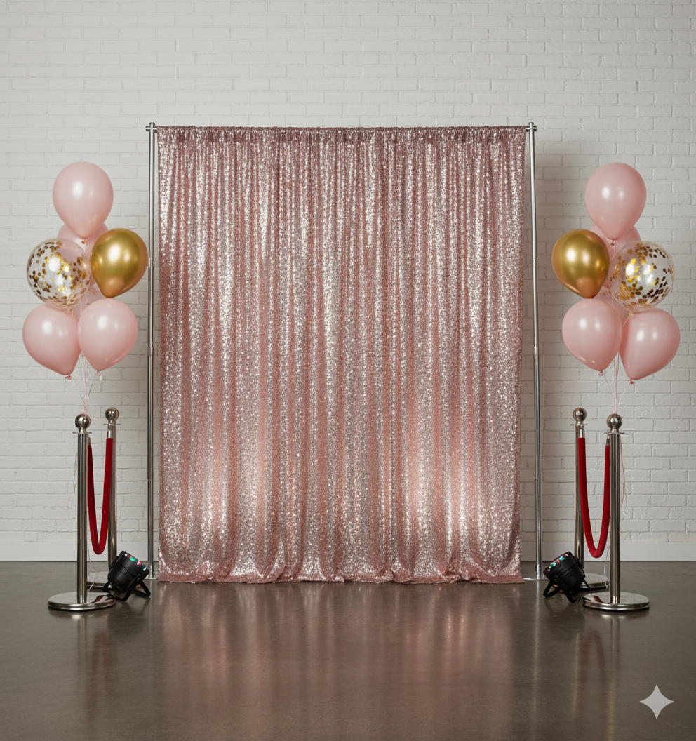 blush glitz sequin drapes and backdrops