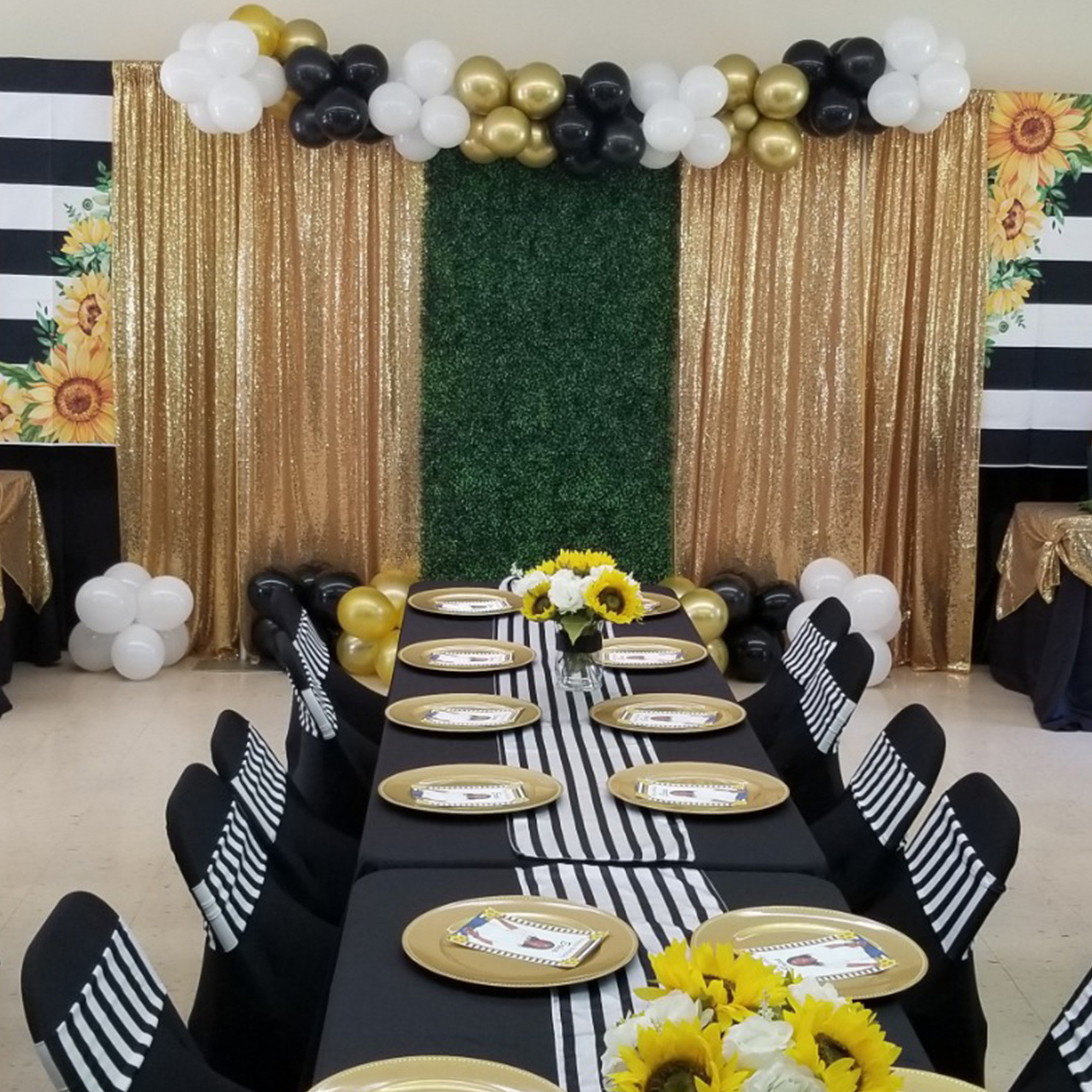 gold drapes and backdrops